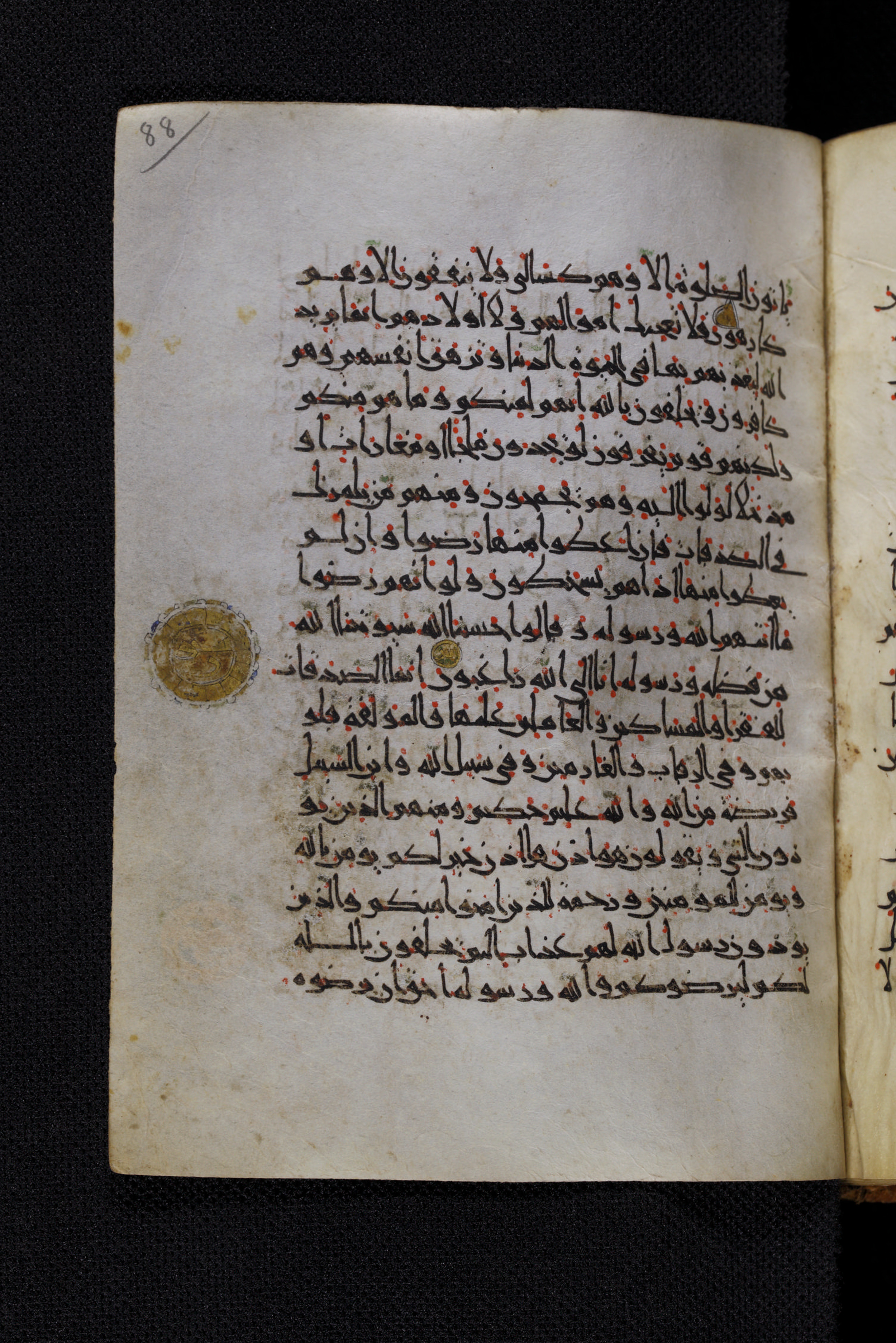 Diez A oct 172, in Transitional Maghrebi script, showing Surah 9:56 from Late 9th to Mid 11th Century AD found in Unknown, currently housed at Staatsbibliothek zu Berlin, Berlin, Germany