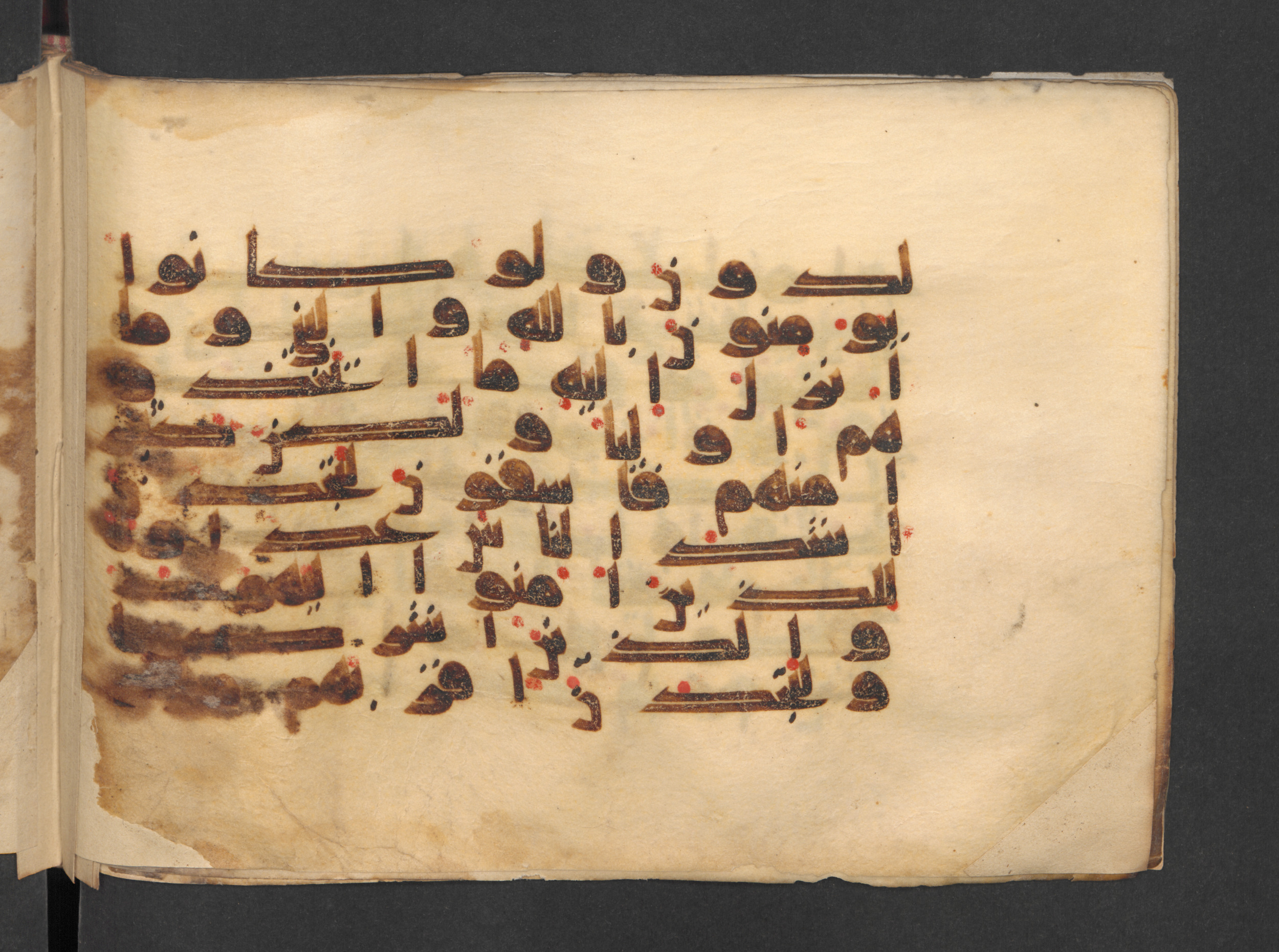 Berlin, Staatsbibliothek zu Berlin, Wetzstein II 1915 (Ahlwardt 313), in kūfī D script, showing Surah 5:81 from Mid 8th to Late 9th Century AD found in Damascus, Syria, currently housed at Staatsbibliothek zu Berlin, Berlin, Germany