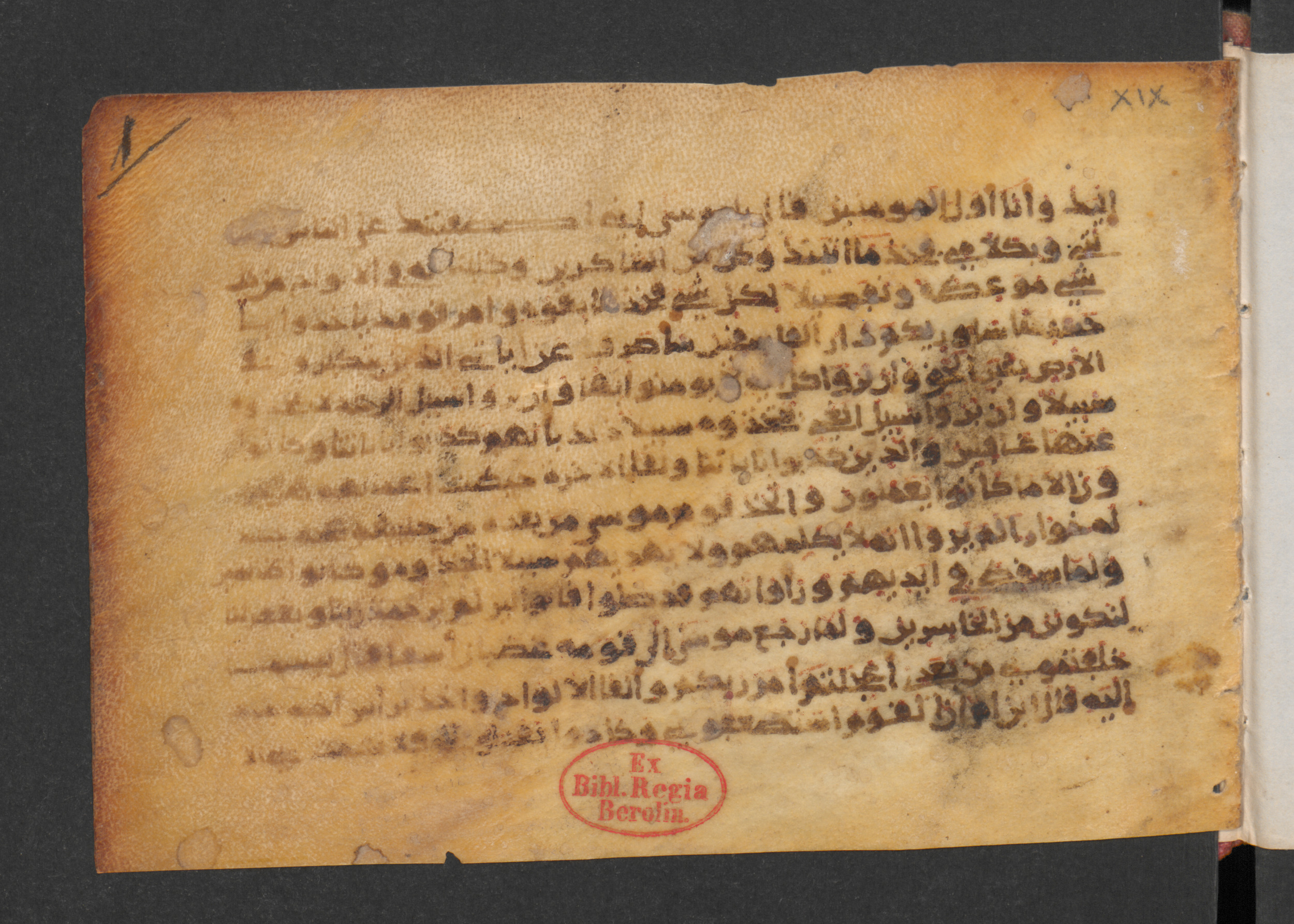 Wetzstein II 1931 (Ahlwardt 322), in kūfī E.I script, showing Surah 7:147 from 9th to Mid-10th Century AD found in Damascus, Syria, currently housed at Staatsbibliothek zu Berlin, Berlin, Germany