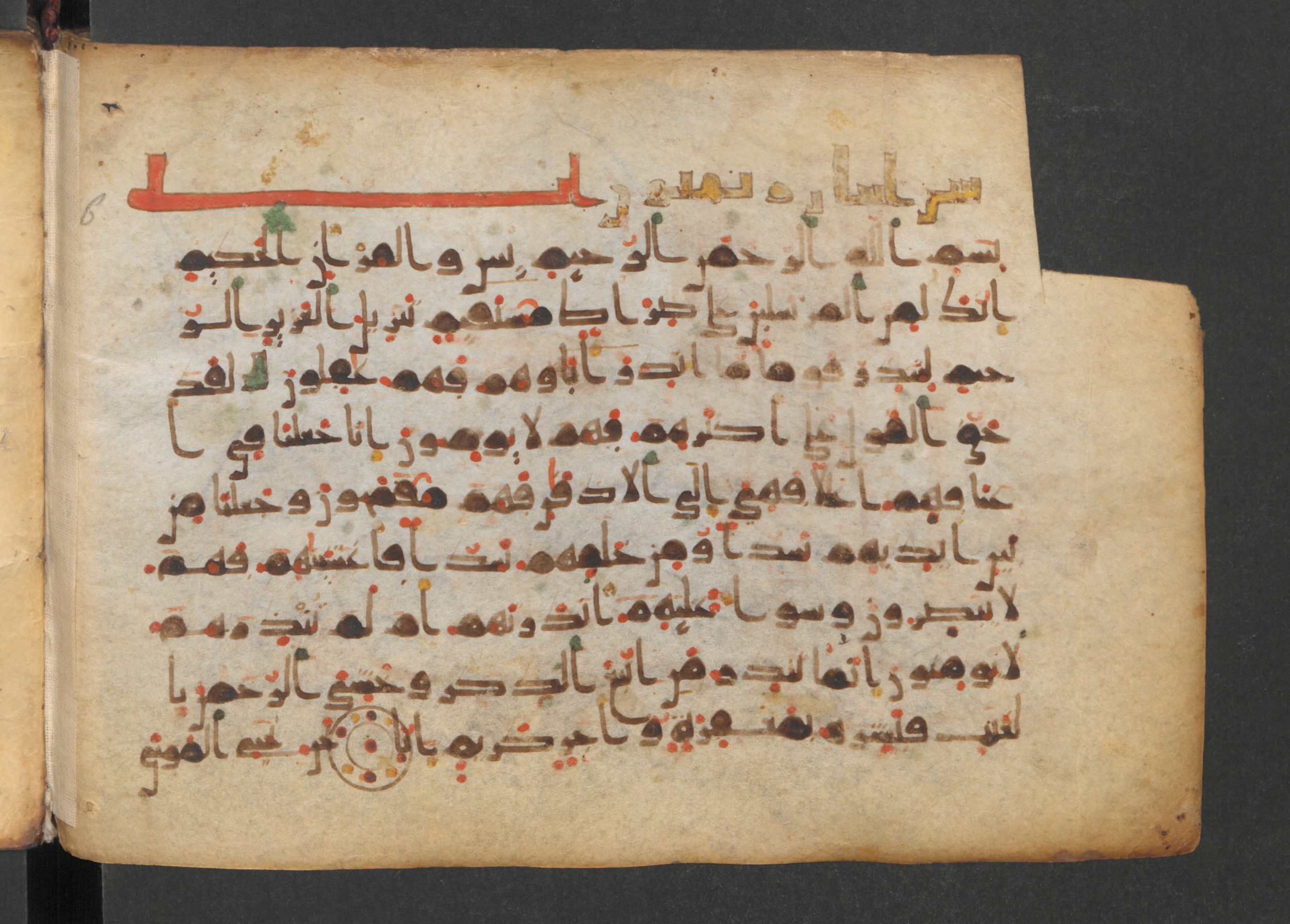 Codex Petermann I 38, in kūfī D.Vb script, showing Surah 36:3 from Mid-8th to Late 10th Century AD found in Unknown, currently housed at Staatsbibliothek zu Berlin, Berlin