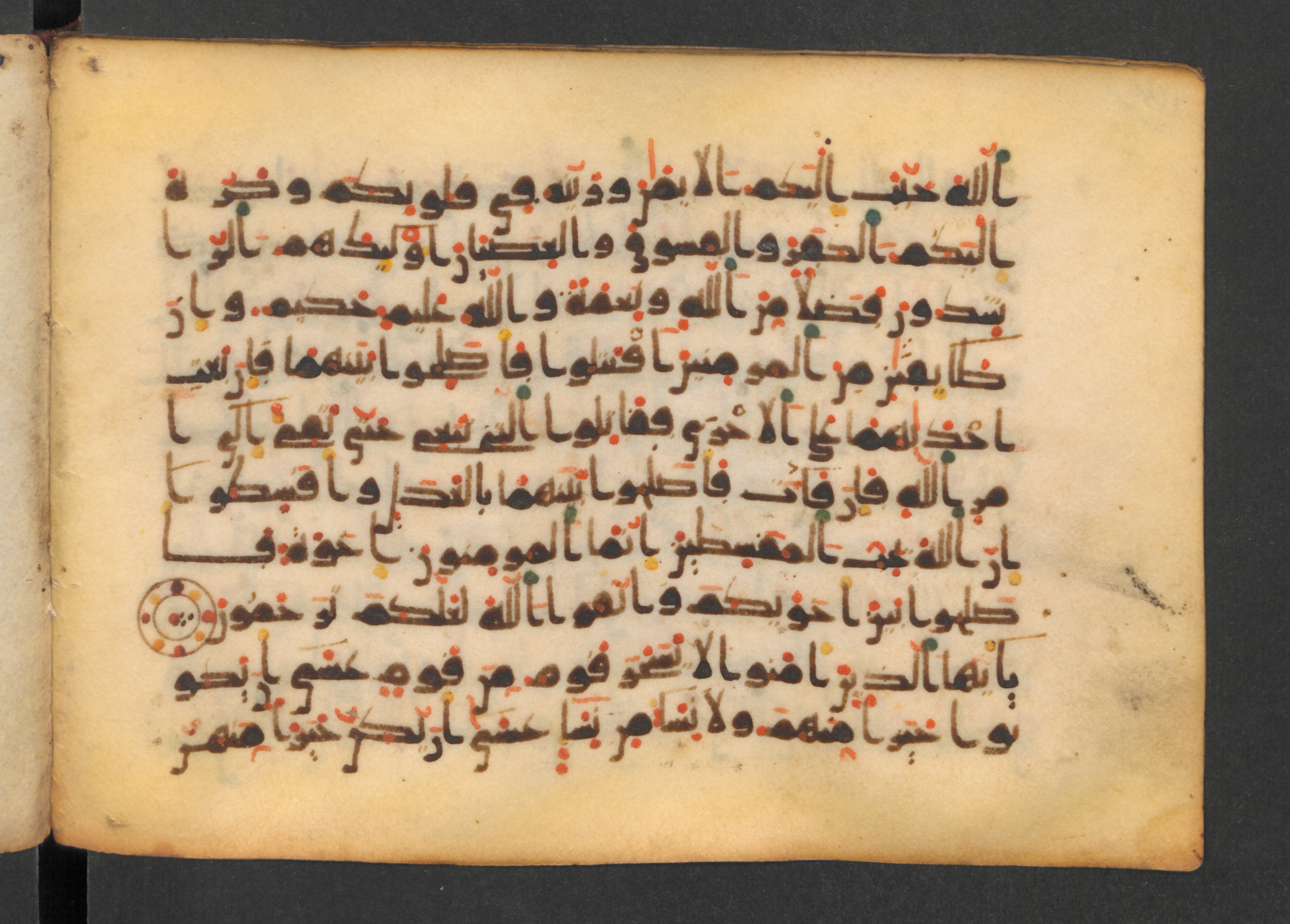 Codex Petermann I 38 (Scan 2), in kūfī D.Vb script, showing Surah 49:7 from Mid-8th to Late 10th Century AD found in Unknown, currently housed at Staatsbibliothek zu Berlin, Berlin