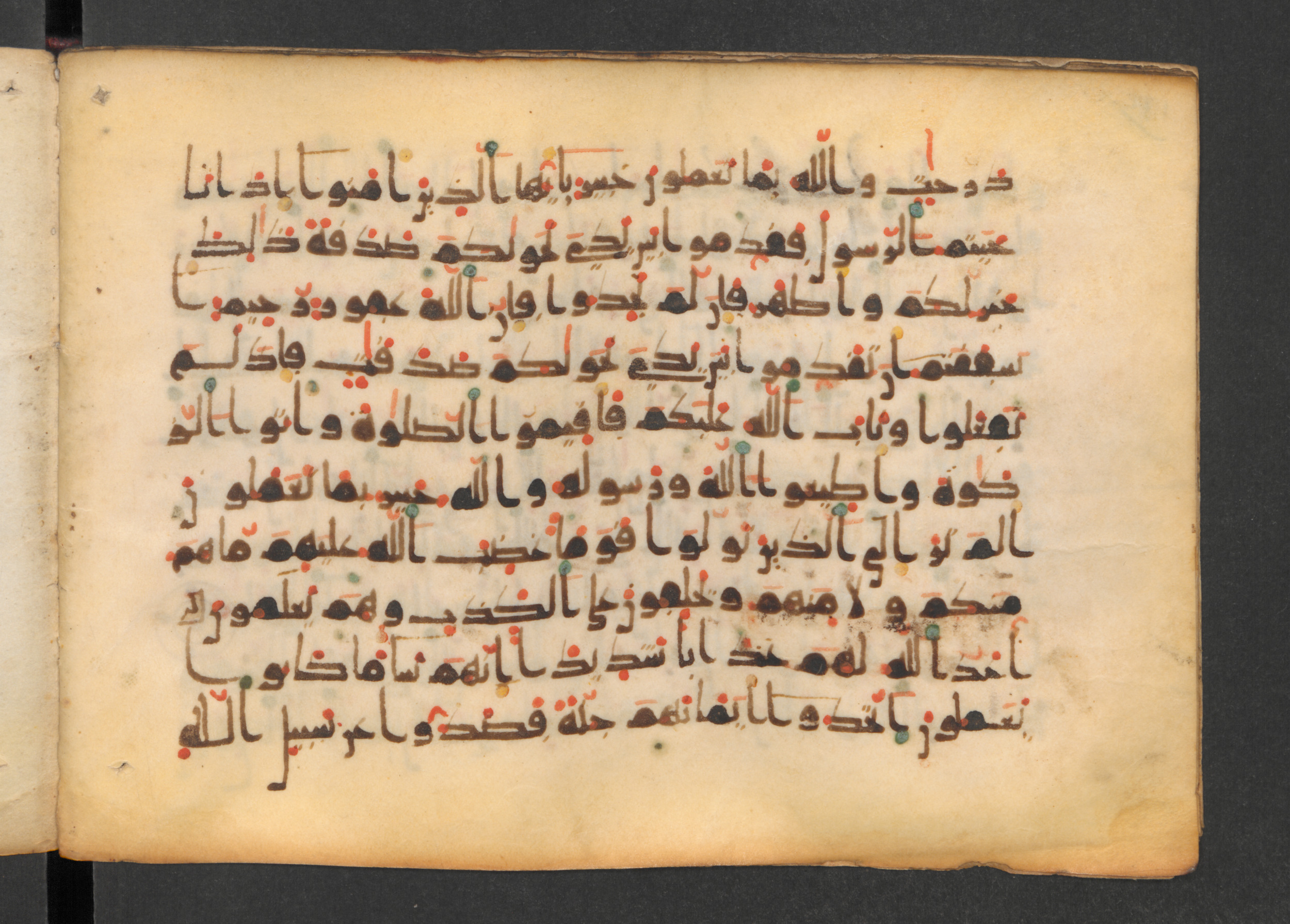 Codex Petermann I 38 (Scan 2), in kūfī D.Vb script, showing Surah 58:11 from Mid-8th to Late 10th Century AD found in Unknown, currently housed at Staatsbibliothek zu Berlin, Berlin