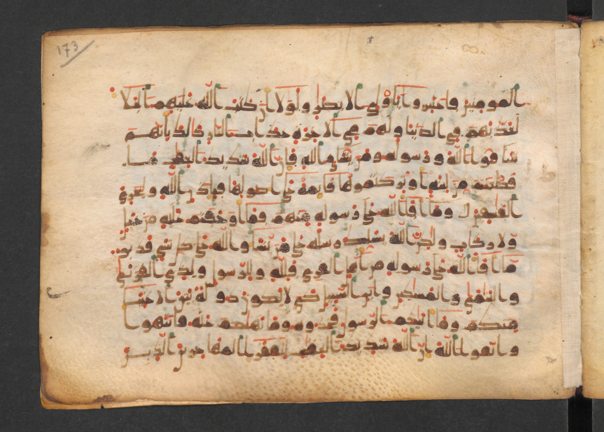 Codex Petermann I 38, in kūfī D.Vb script, showing Surah 59:3 from Mid-8th to Late 10th Century AD found in Unknown, currently housed at Staatsbibliothek zu Berlin, Berlin