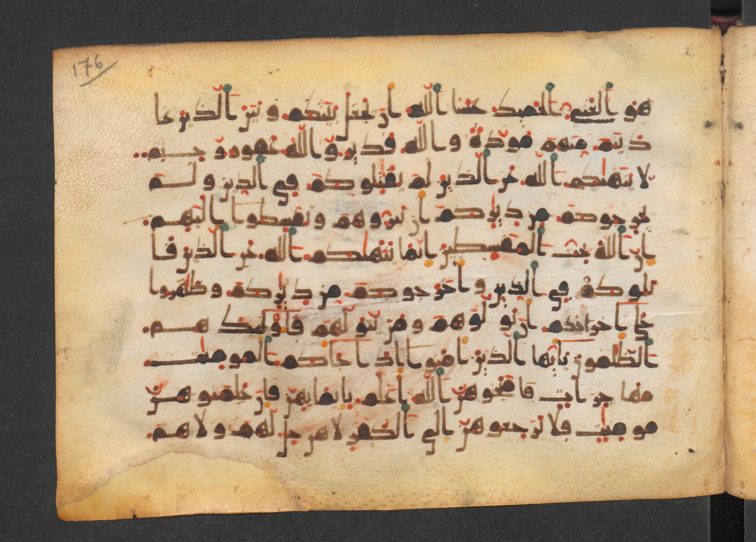 Codex Petermann I 38, in kūfī D.Vb script, showing Surah 60:7 from Mid-8th to Late 10th Century AD found in Unknown, currently housed at Staatsbibliothek zu Berlin, Berlin