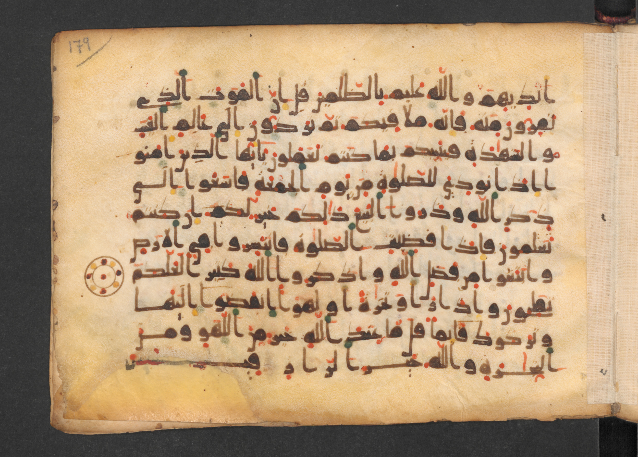 Codex Petermann I 38 (Scan 2), in kūfī D.Vb script, showing Surah 62:7 from Mid-8th to Late 10th Century AD found in Unknown, currently housed at Staatsbibliothek zu Berlin, Berlin