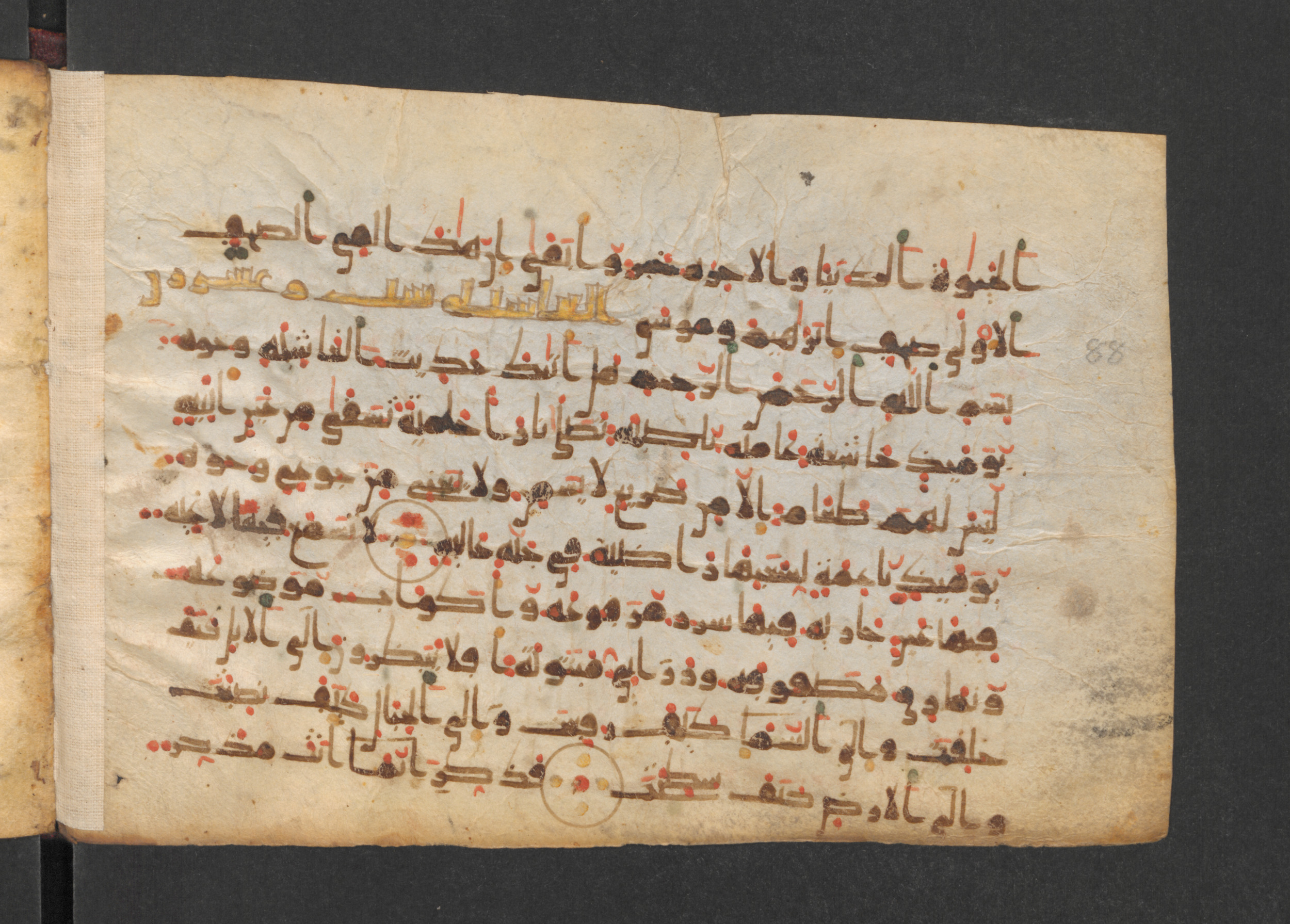 Codex Petermann I 38, in kūfī D.Vb script, showing Surah 88:21 from Mid-8th to Late 10th Century AD found in Unknown, currently housed at Staatsbibliothek zu Berlin, Berlin