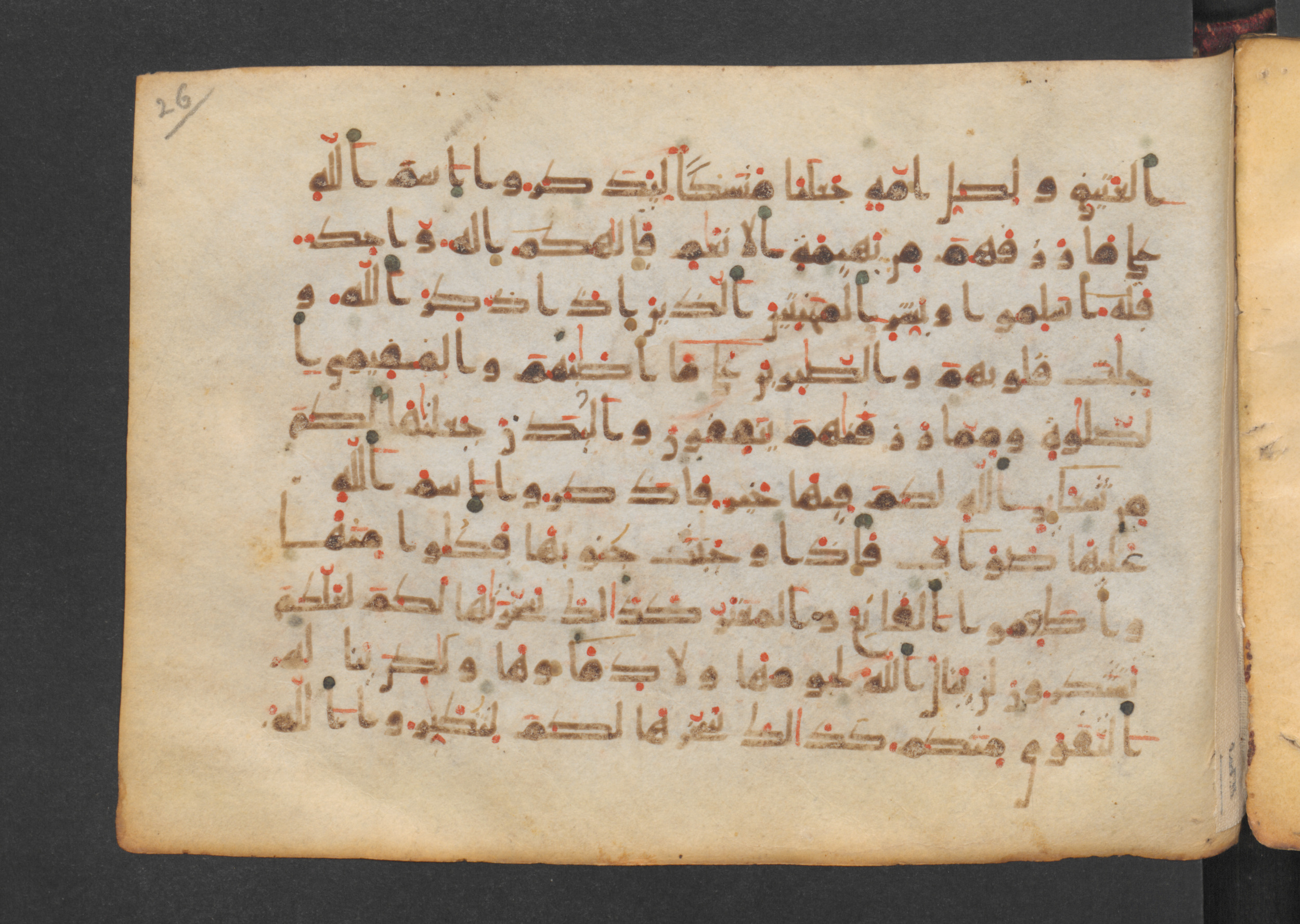 Codex Petermann I 38 (Scan 2), in kūfī D.Vb script, showing Surah 22:33 from Mid-8th to Late 10th Century AD found in Unknown, currently housed at Staatsbibliothek zu Berlin, Berlin