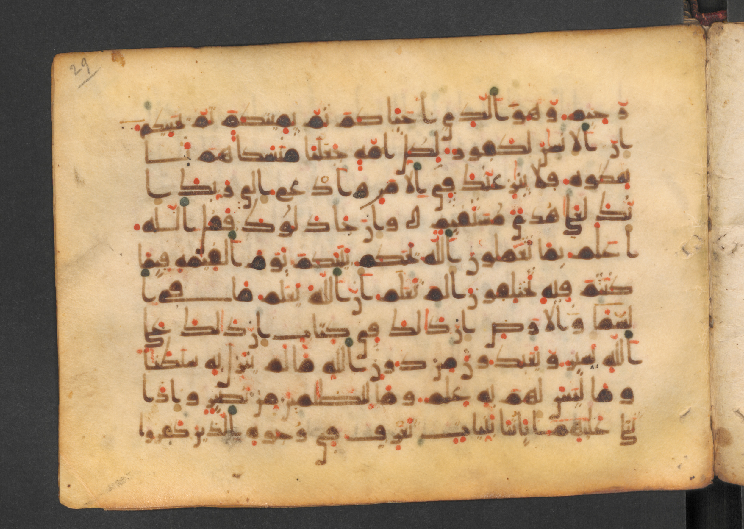 Codex Petermann I 38, in kūfī D.Vb script, showing Surah 22:71 from Mid-8th to Late 10th Century AD found in Unknown, currently housed at Staatsbibliothek zu Berlin, Berlin