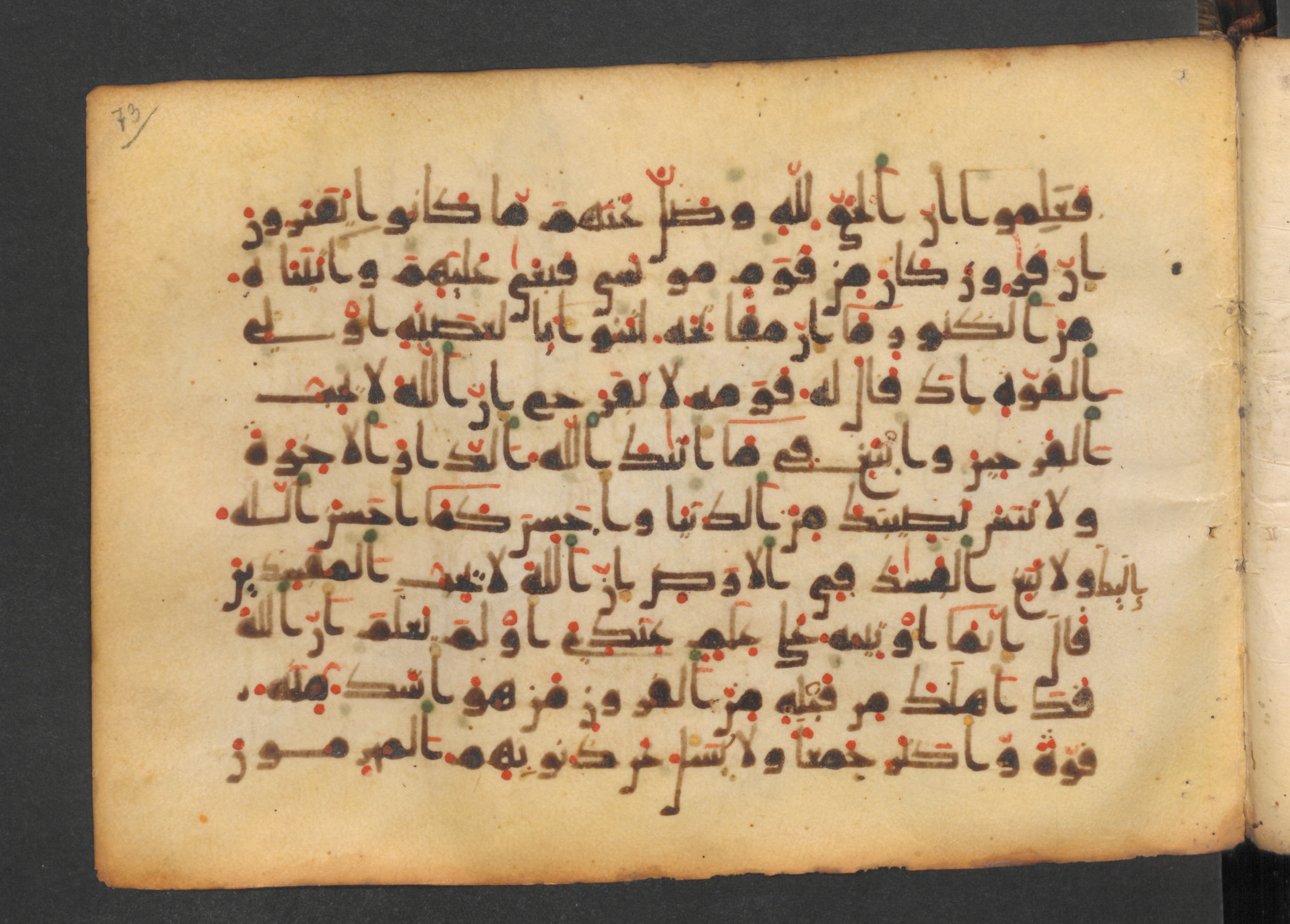 Codex Petermann I 38, in kūfī D.Vb script, showing Surah 28:76 from Mid-8th to Late 10th Century AD found in Unknown, currently housed at Staatsbibliothek zu Berlin, Berlin