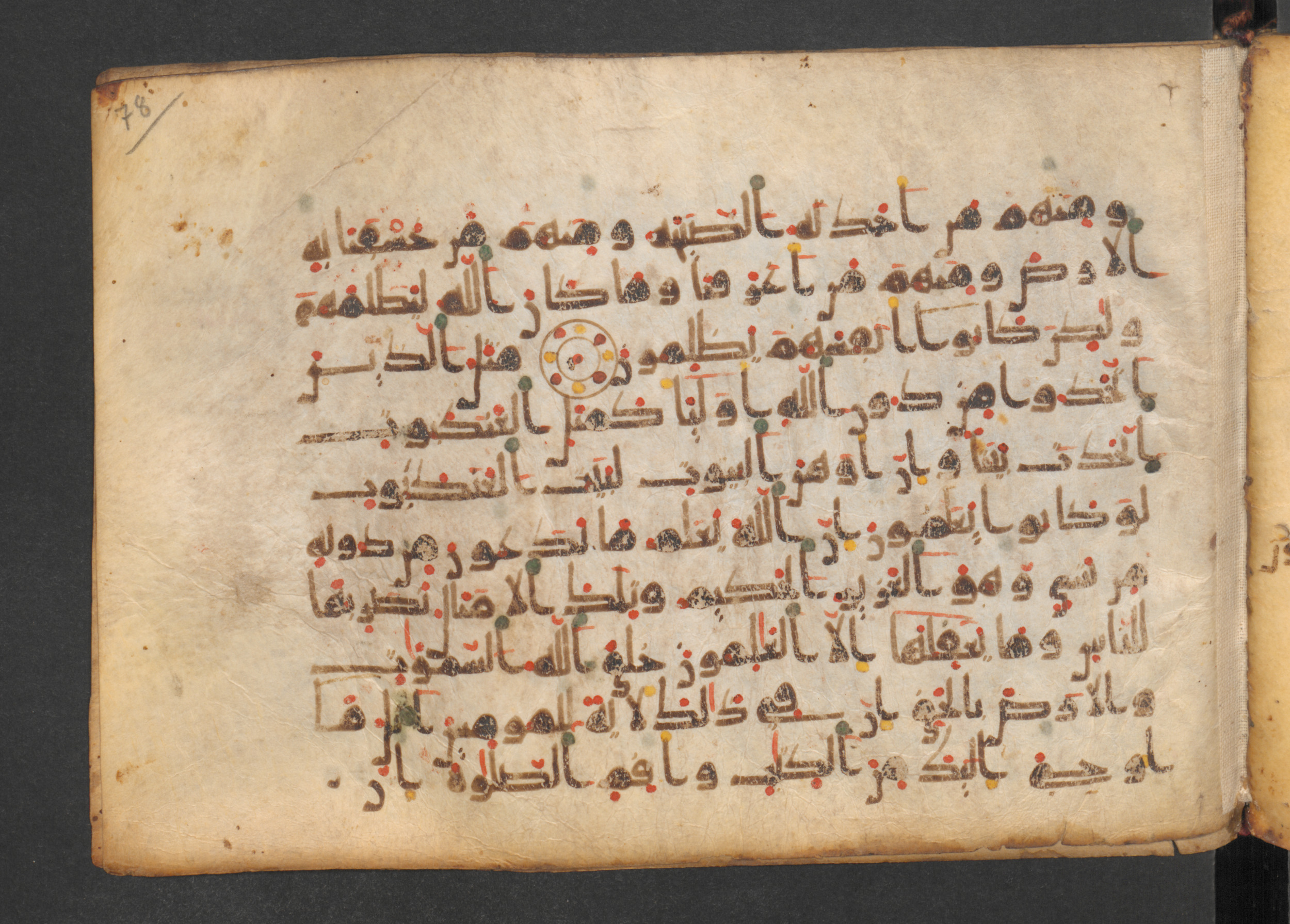 Codex Petermann I 38, in kūfī D.Vb script, showing Surah 29:44 from Mid-8th to Late 10th Century AD found in Unknown, currently housed at Staatsbibliothek zu Berlin, Berlin