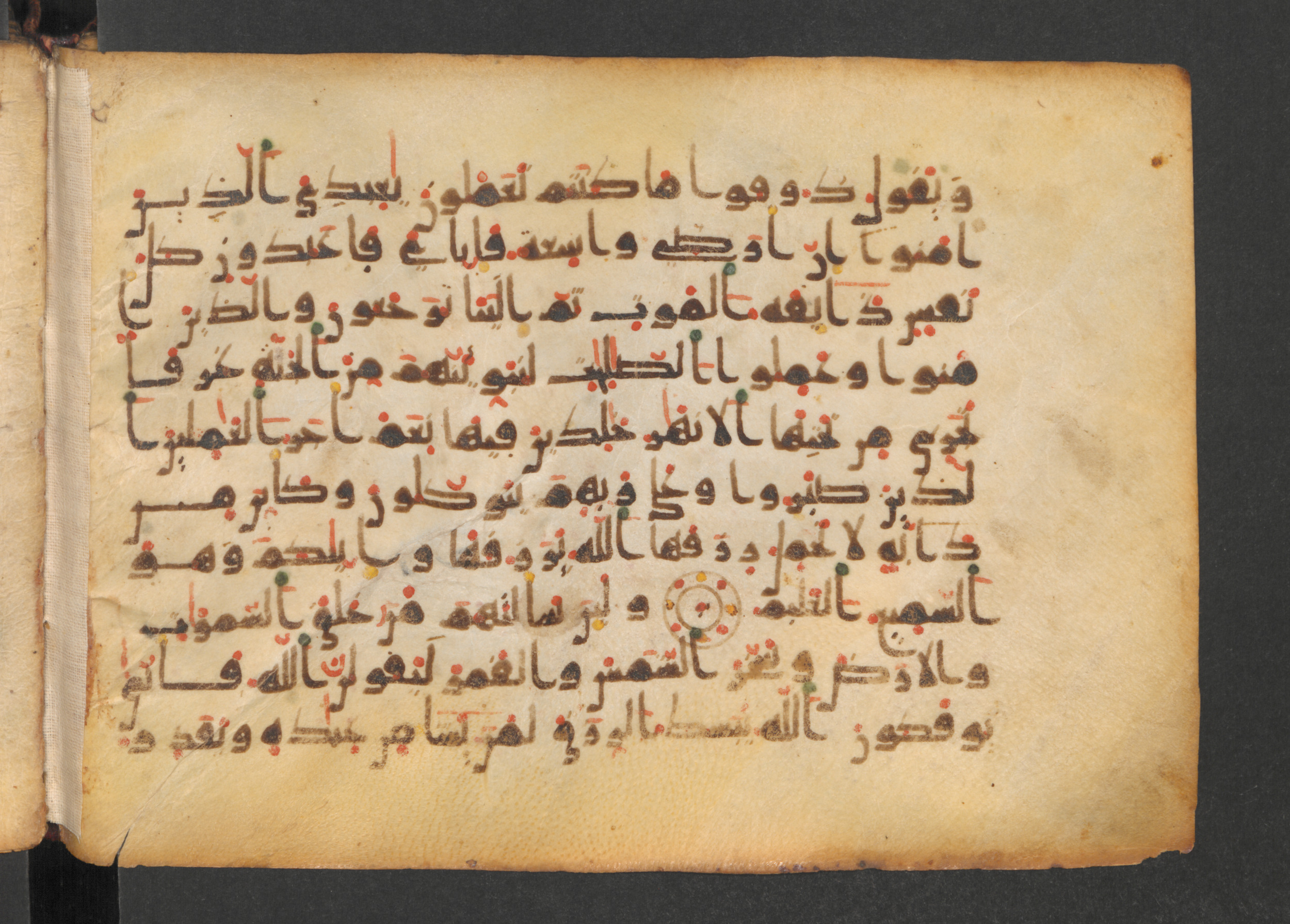 Codex Petermann I 38 (Scan 2), in kūfī D.Vb script, showing Surah 29:55 from Mid-8th to Late 10th Century AD found in Unknown, currently housed at Staatsbibliothek zu Berlin, Berlin