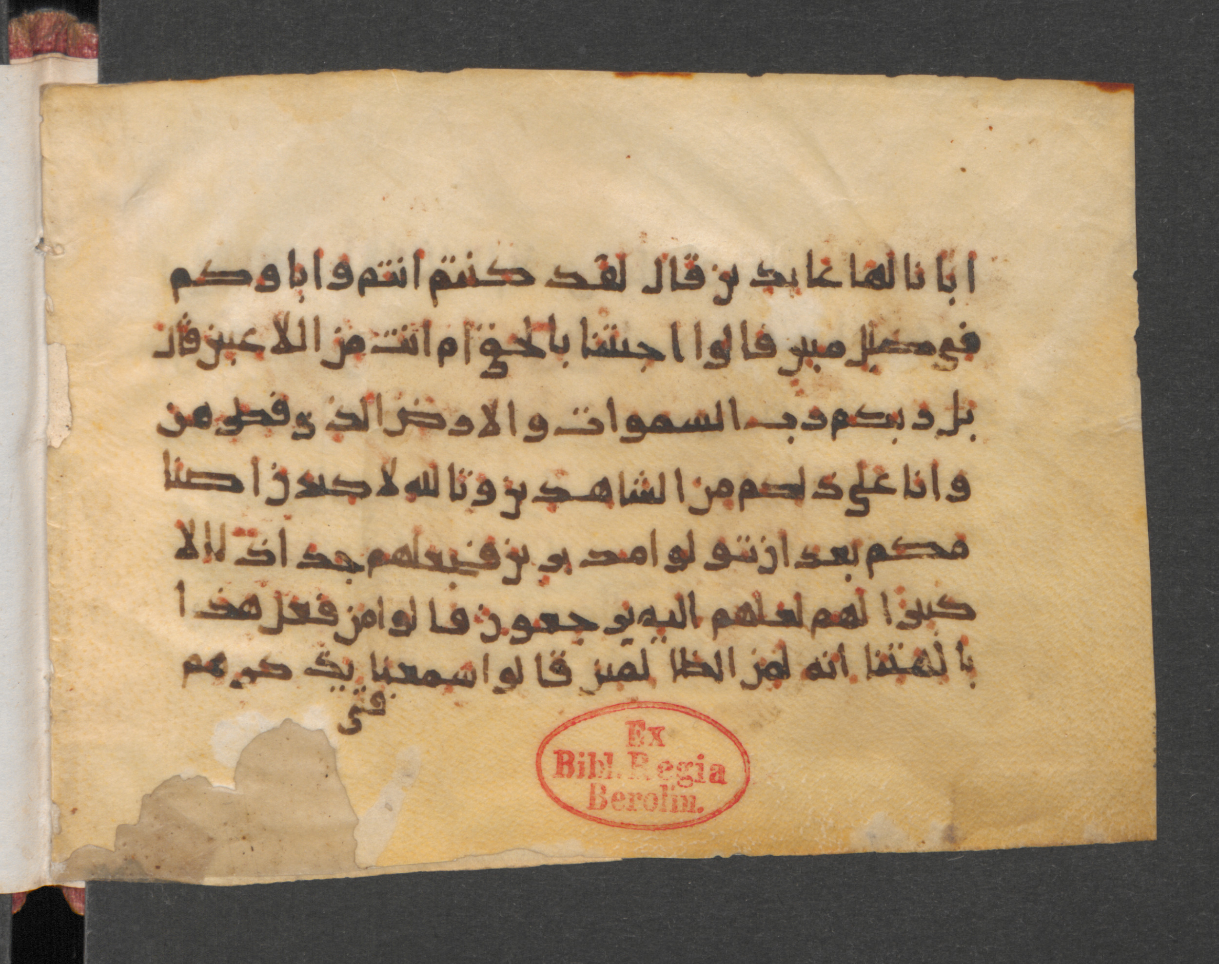Wetzstein II 1936, in kūfī E.I script, showing Surah 21:59 from 9th to 10th Century AD found in Damascus, Syria, currently housed at Staatsbibliothek zu Berlin, Berlin, Germany