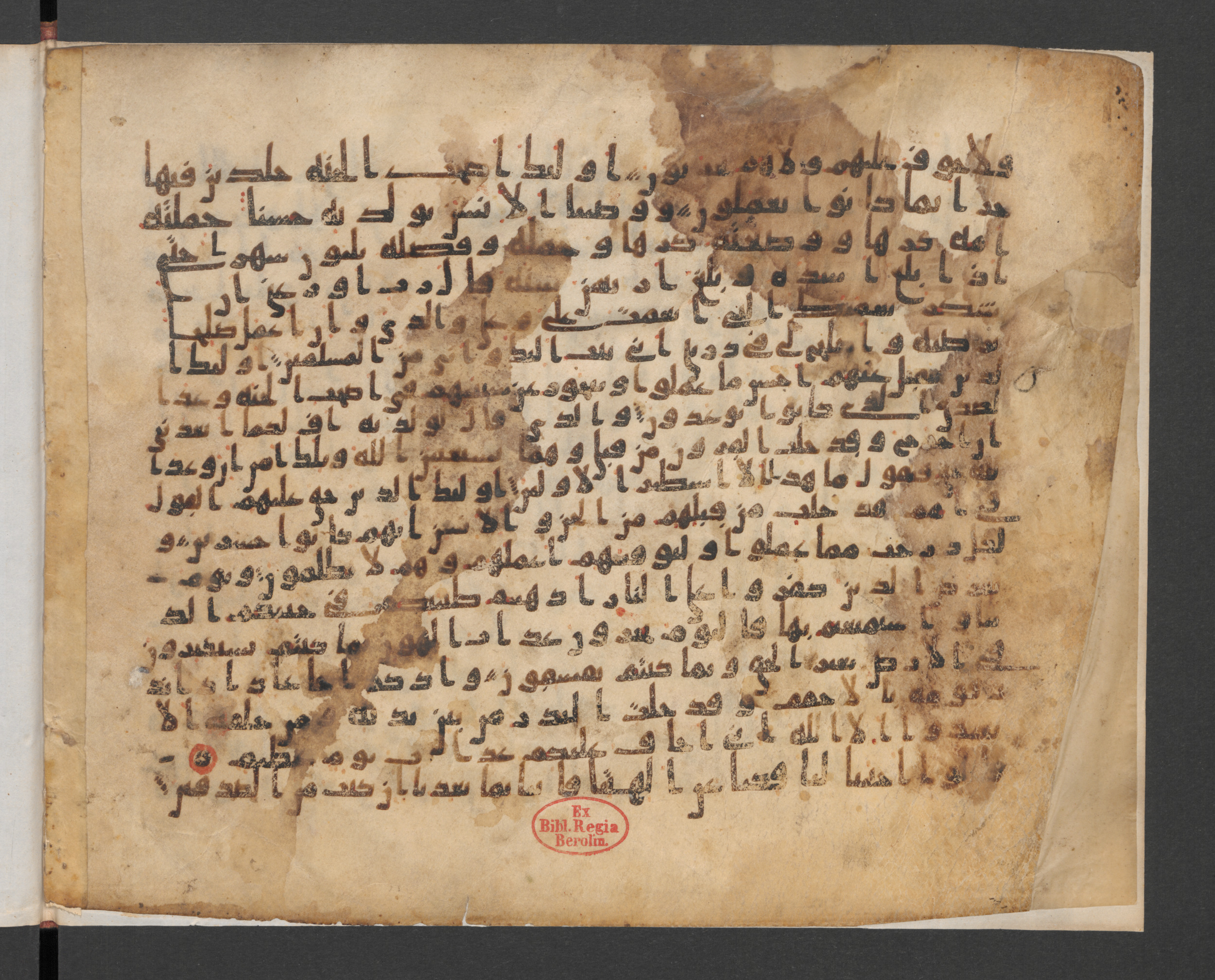 Berlin, Staatsbibliothek zu Berlin, Wetzstein II 1949 (Ahlwardt 359) (Scan 2), in kūfī B.Ib script, showing Surah 46:13 from 8th Century AD found in Damascus, currently housed at Staatsbibliothek zu Berlin, Berlin