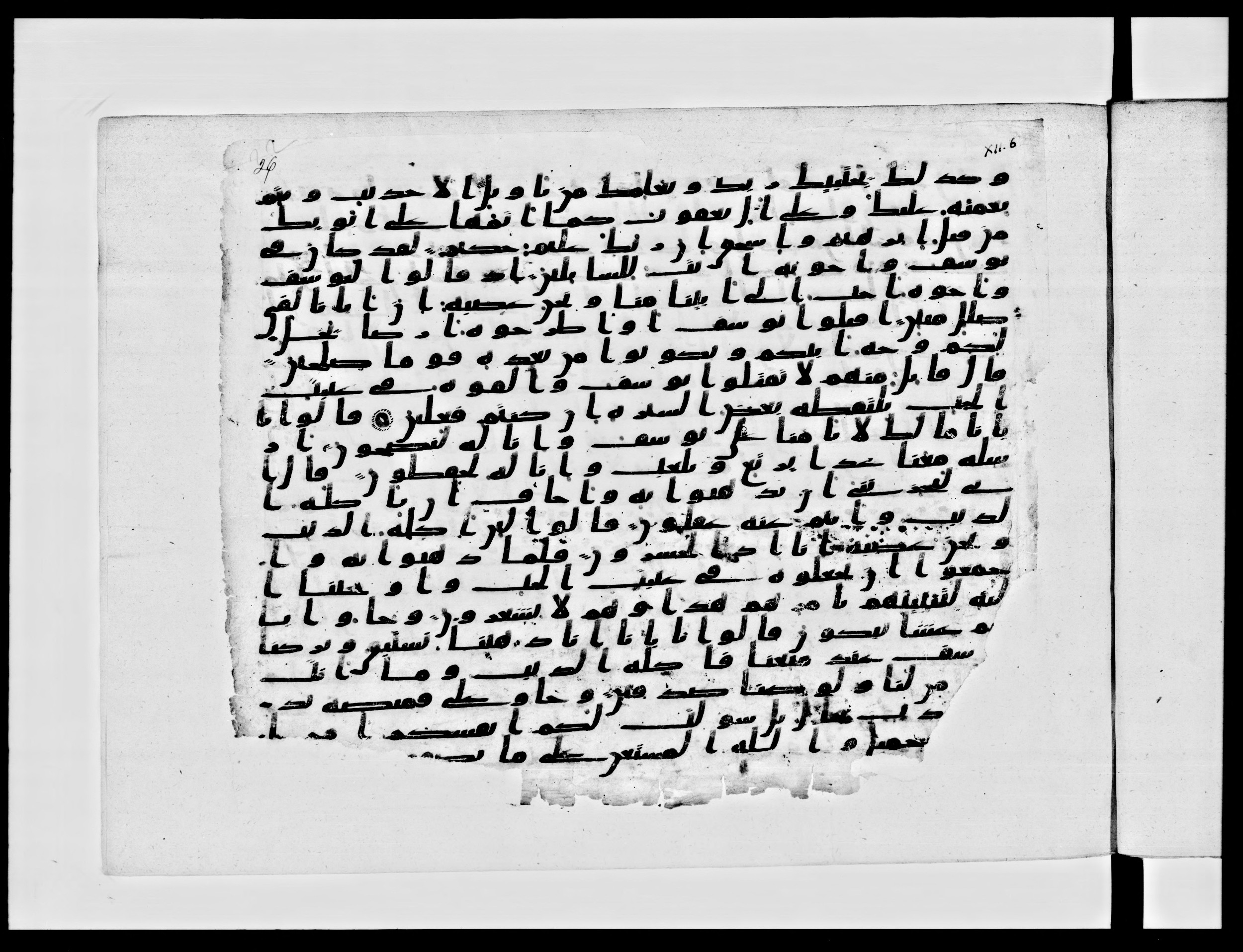Paris, Bibliothèque nationale de France, Arabe 334 (c) (Scan 1), in Ḥiǧāzī IV script, showing Surah 12:13 from 8th to 9th Century AD found in Fustat (Old Cairo), Egypt, currently housed at Bibliothèque nationale de France, Paris