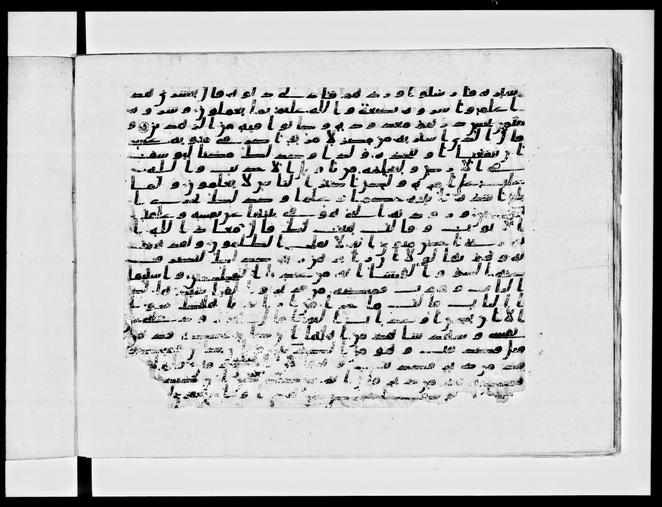 Paris, Bibliothèque nationale de France, Arabe 334 (c) (Scan 1), in Ḥiǧāzī IV script, showing Surah 12:21 from 8th to 9th Century AD found in Fustat (Old Cairo), Egypt, currently housed at Bibliothèque nationale de France, Paris