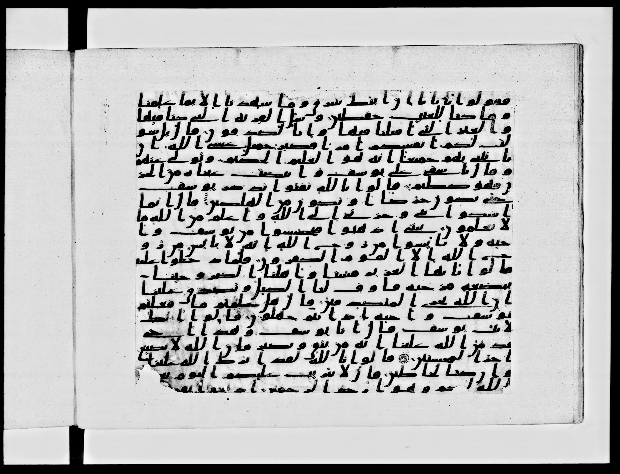 Paris, Bibliothèque nationale de France, Arabe 334 (c) (Scan 1), in Ḥiǧāzī IV script, showing Surah 12:83 from 8th to 9th Century AD found in Fustat (Old Cairo), Egypt, currently housed at Bibliothèque nationale de France, Paris