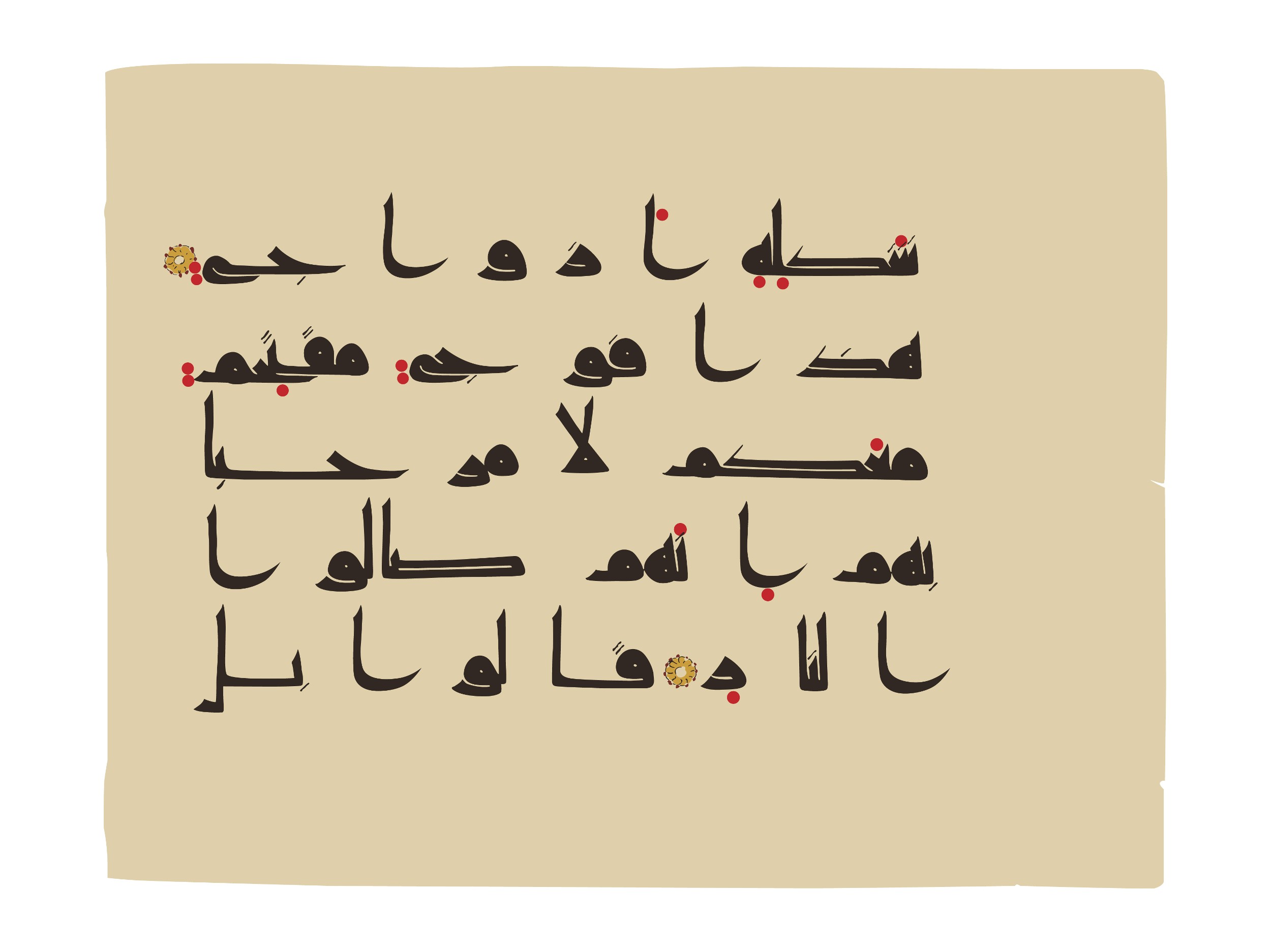Oxford, Bodleian Library (Oxford University), Marsh 178 (Scan 1), in kūfī D.I script, showing Surah 38:59 from Mid 8th to Late 9th Century AD found in Fustat (Old Cairo), Egypt, currently housed at Bodleian Library (Oxford University), Oxford