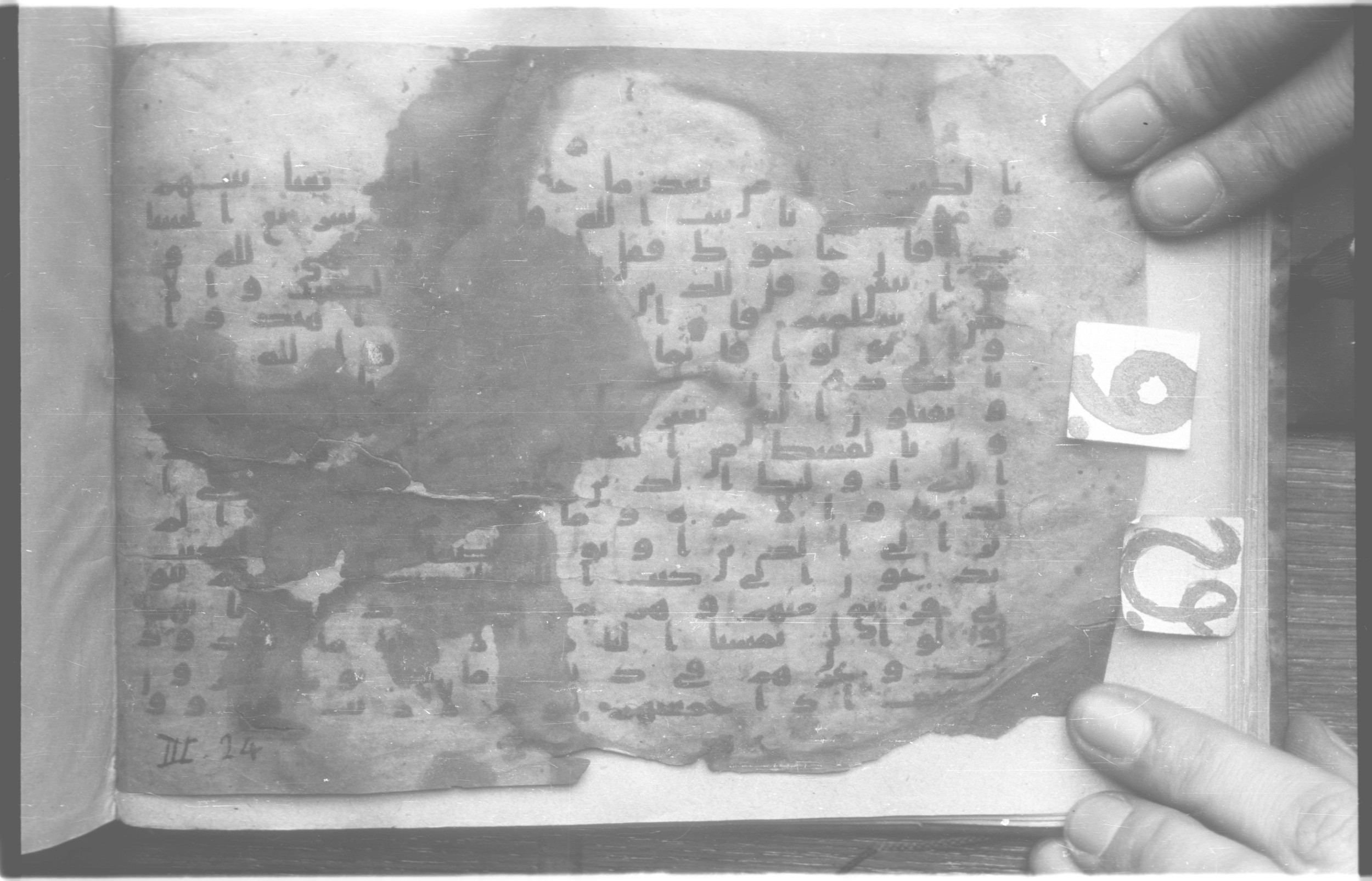 Paris, Bibliothèque nationale de France, Arabe 329 (b) (Scan 2), in Kufic B.II script, showing Surah 3:21 from Mid 8th to Late 9th Century AD found in Fustat (Old Cairo), Egypt, currently housed at Bibliothèque nationale de France, Paris