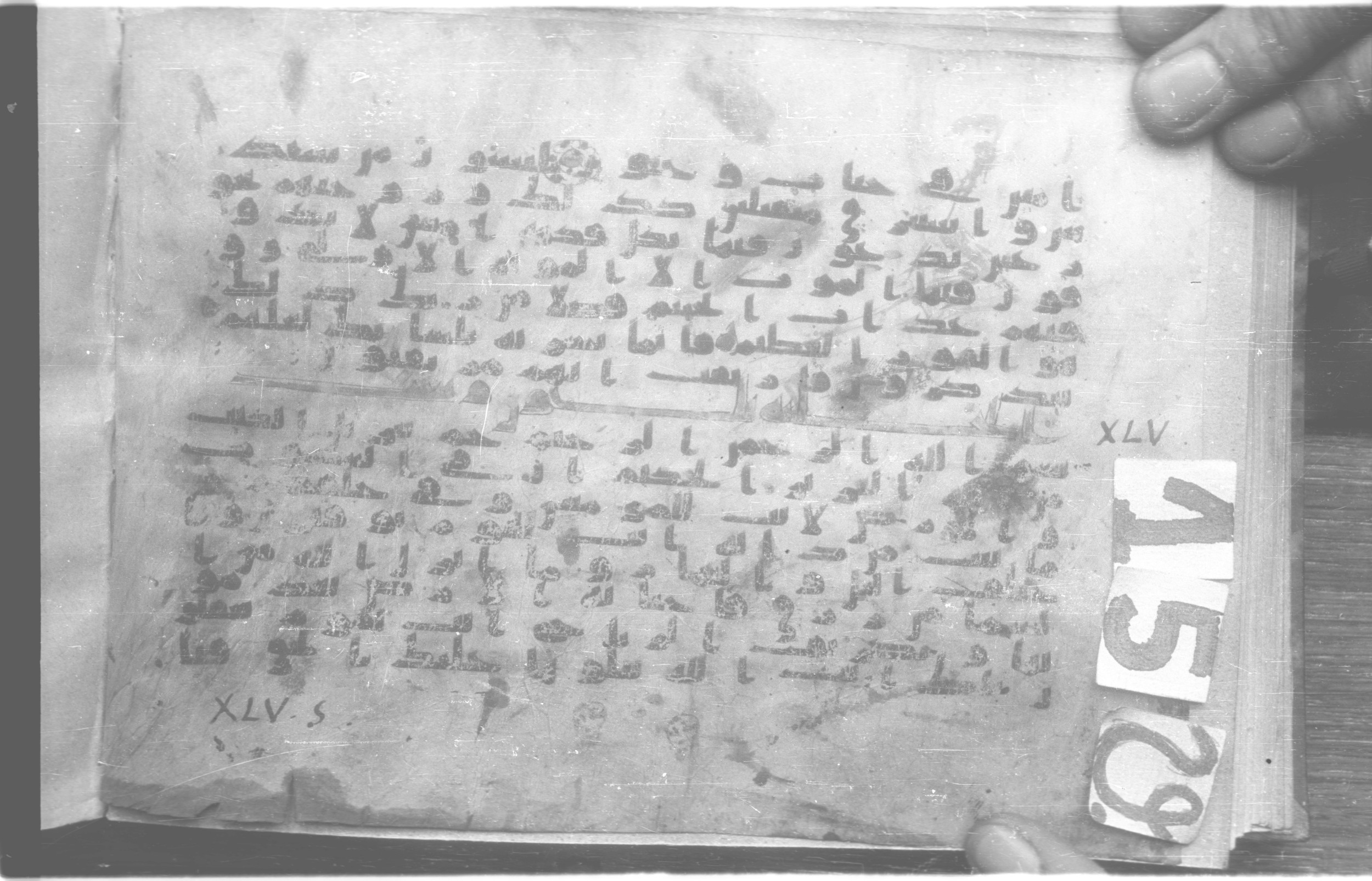 Paris, Bibliothèque nationale de France, Arabe 329 (c) (Scan 2), in Kufic B.II script, showing Surah 45:2 from Mid 8th to Late 9th Century AD found in Fustat (Old Cairo), Egypt, currently housed at Bibliothèque nationale de France, Paris