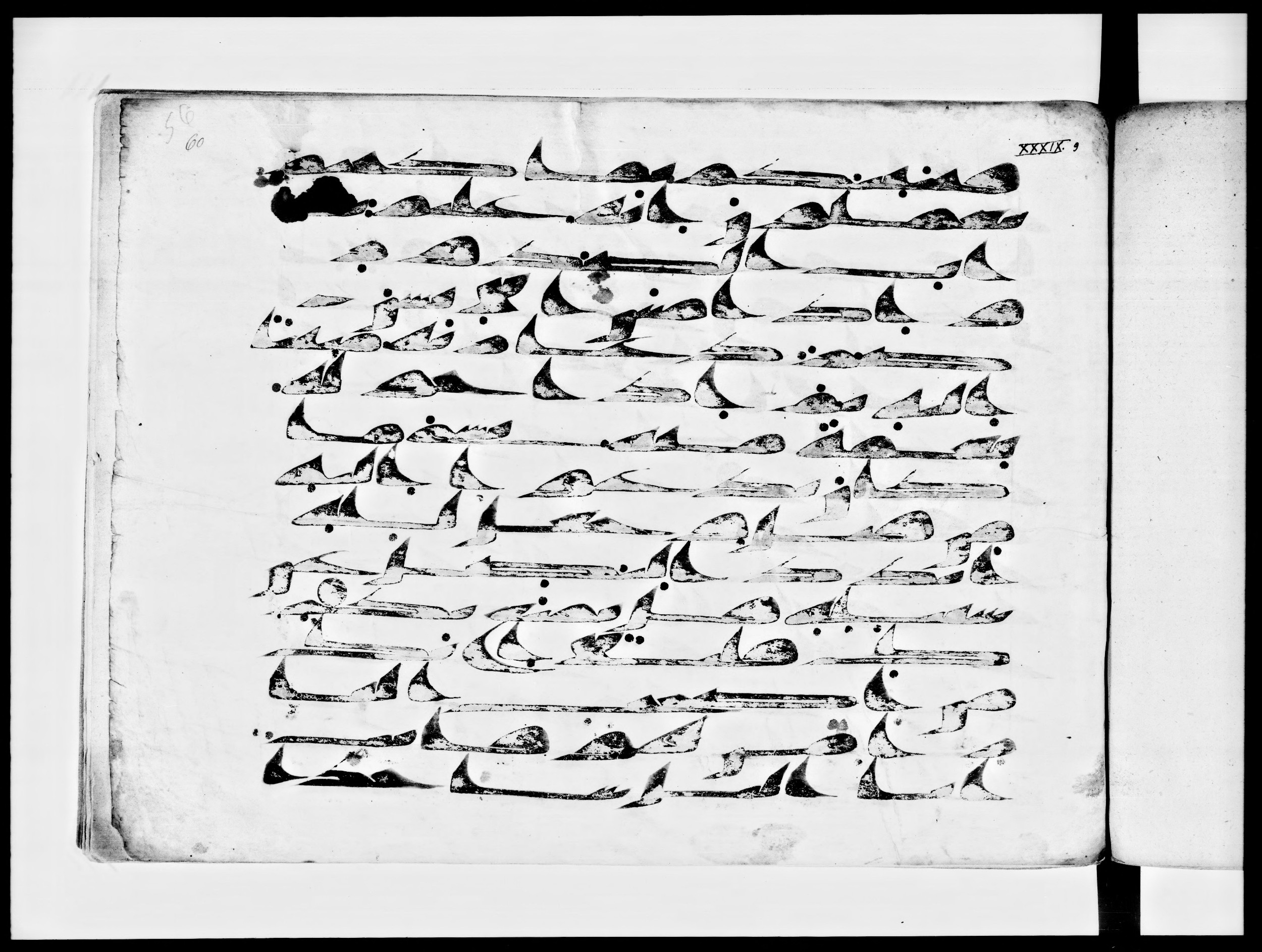 Arabe 334 (d) (Scan 1), in Unclassified script, showing Surah 39:7 from 8th to 9th Century AD found in al-Fusṭāṭ (Old Cairo), Egypt, currently housed at Bibliothèque nationale de France, Paris