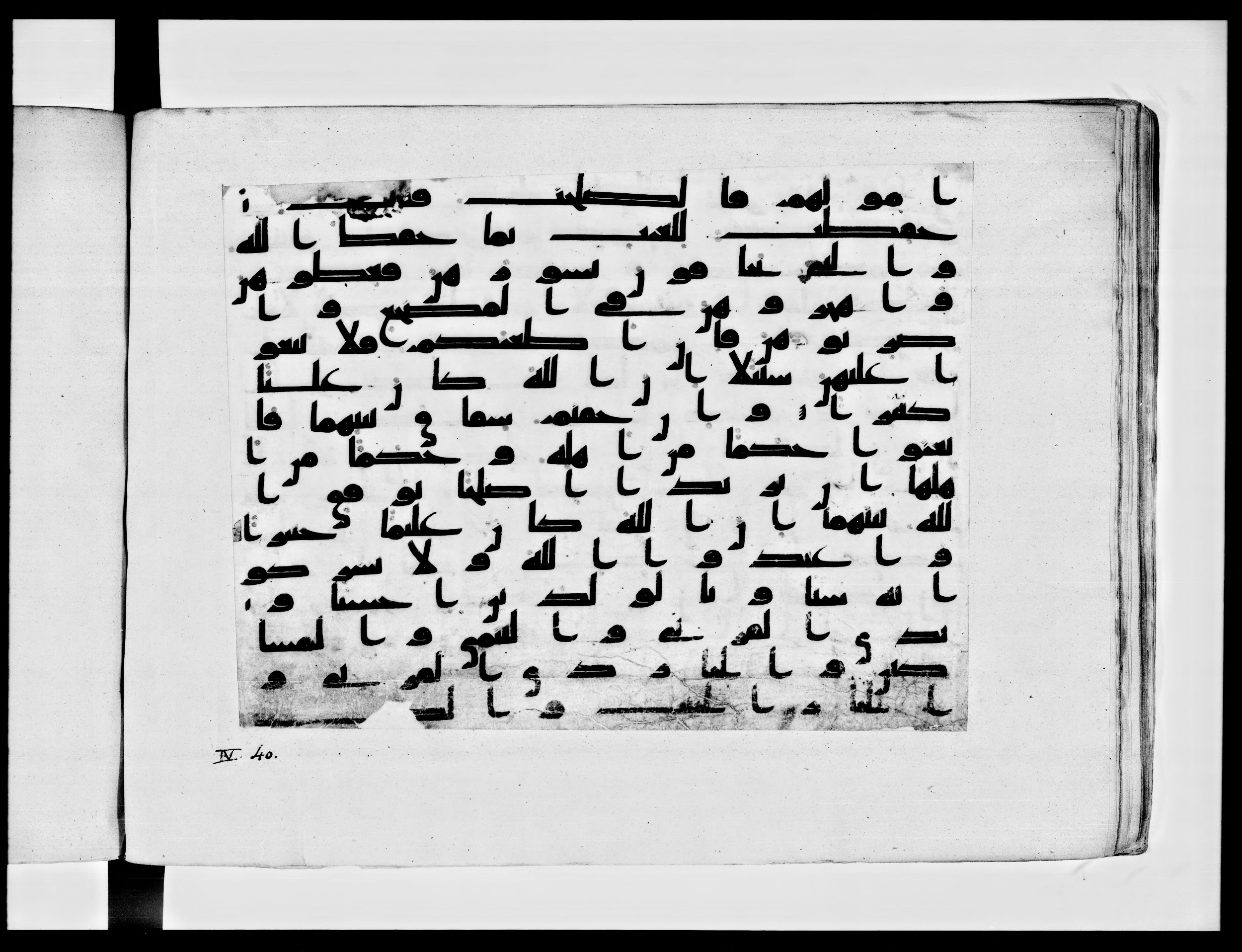 Paris, Bibliothèque nationale de France, Arabe 334 (h) (Scan 1), in Kufic B.II script, showing Surah 4:35 from 8th to 9th Century AD found in Fustat (Old Cairo), Egypt, currently housed at Bibliothèque nationale de France, Paris