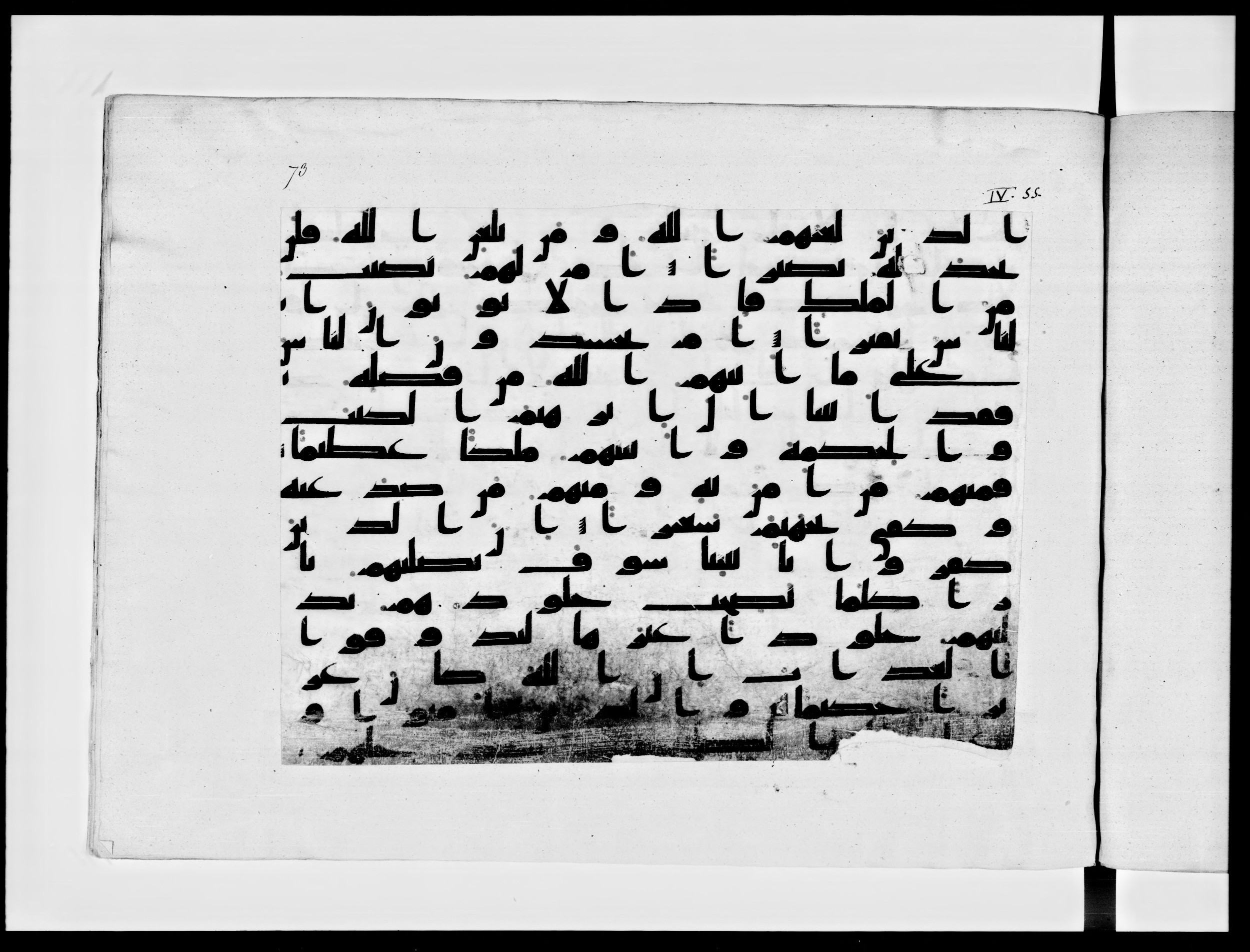 Paris, Bibliothèque nationale de France, Arabe 334 (h) (Scan 3), in Kufic B.II script, showing Surah 4:52 from 8th to 9th Century AD found in Fustat (Old Cairo), Egypt, currently housed at Bibliothèque nationale de France, Paris