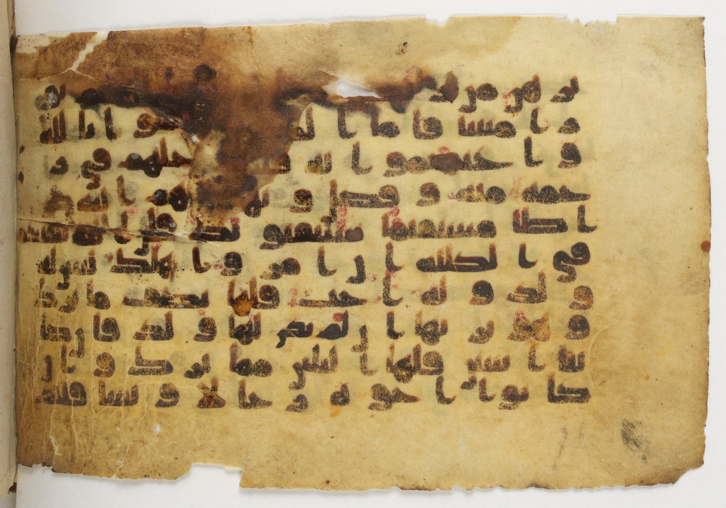 Paris, Bibliothèque nationale de France, Arabe 338 (b), in Kūfī B.II script, showing Surah 4:175 from Mid-8th to Late 10th Century AD found in Fustat (Old Cairo), Egypt, currently housed at Bibliothèque nationale de France, Paris