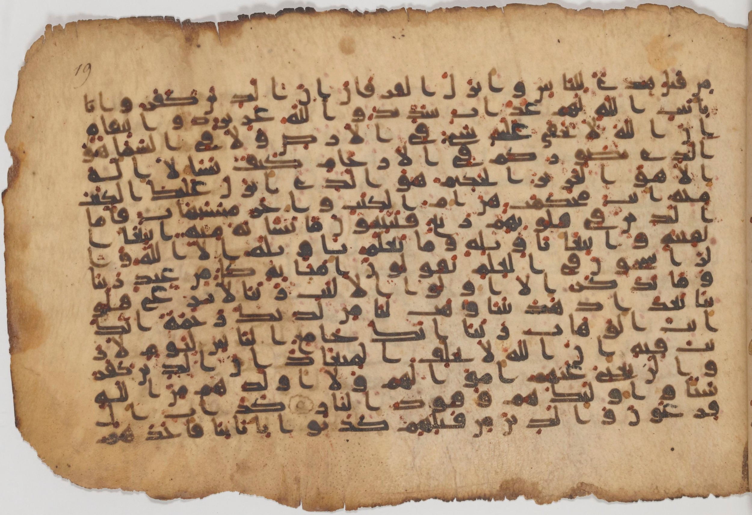 Paris, Bibliothèque nationale de France, Arabe 343, in Kūfī D script, showing Surah 3:7 from Mid 8th to Late 9th Century AD found in Fustat (Old Cairo), Egypt, currently housed at Bibliothèque nationale de France, Paris