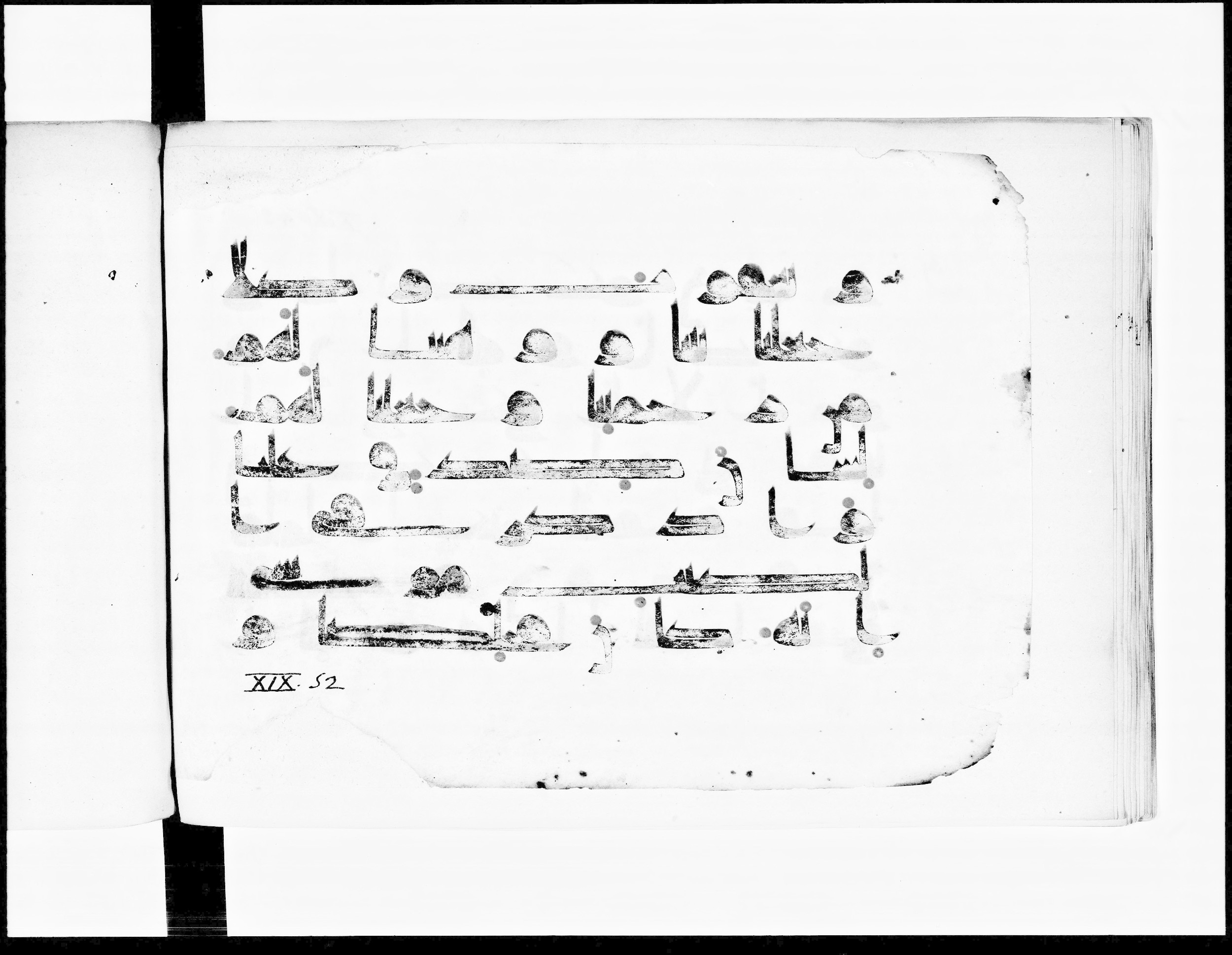 Paris, Bibliothèque nationale de France, Arabe 348 (b) (Scan 2), in Kūfī D.I script, showing Surah 19:49 from 8th to 9th Century AD found in Fustat (Old Cairo), Egypt, currently housed at Bibliothèque nationale de France, Paris