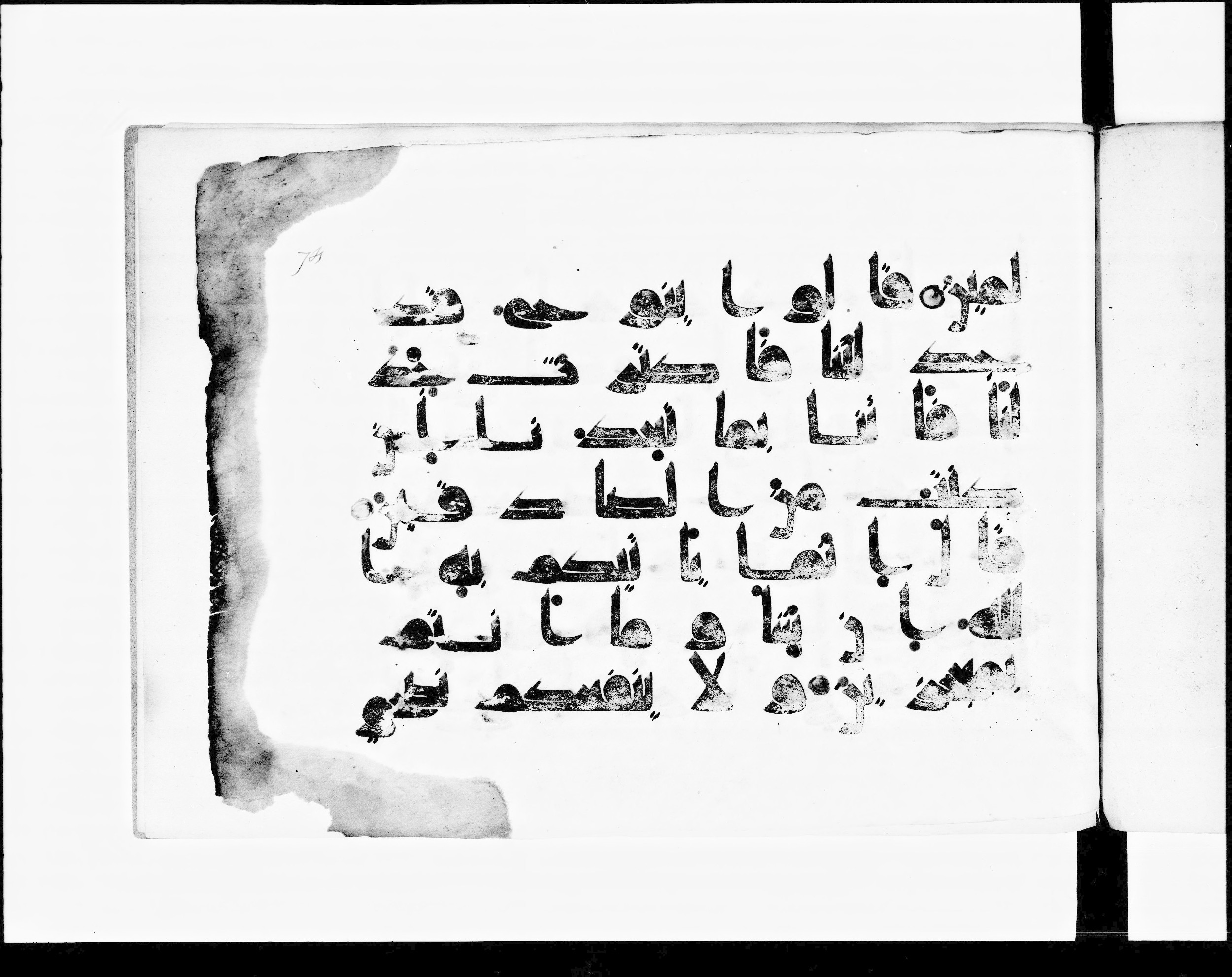 Paris, Bibliothèque nationale de France, Arabe 348 (d), in kūfī D.I script, showing Surah 11:32 from 8th to 9th Century AD found in Fustat (Old Cairo), Egypt, currently housed at Bibliothèque nationale de France, Paris