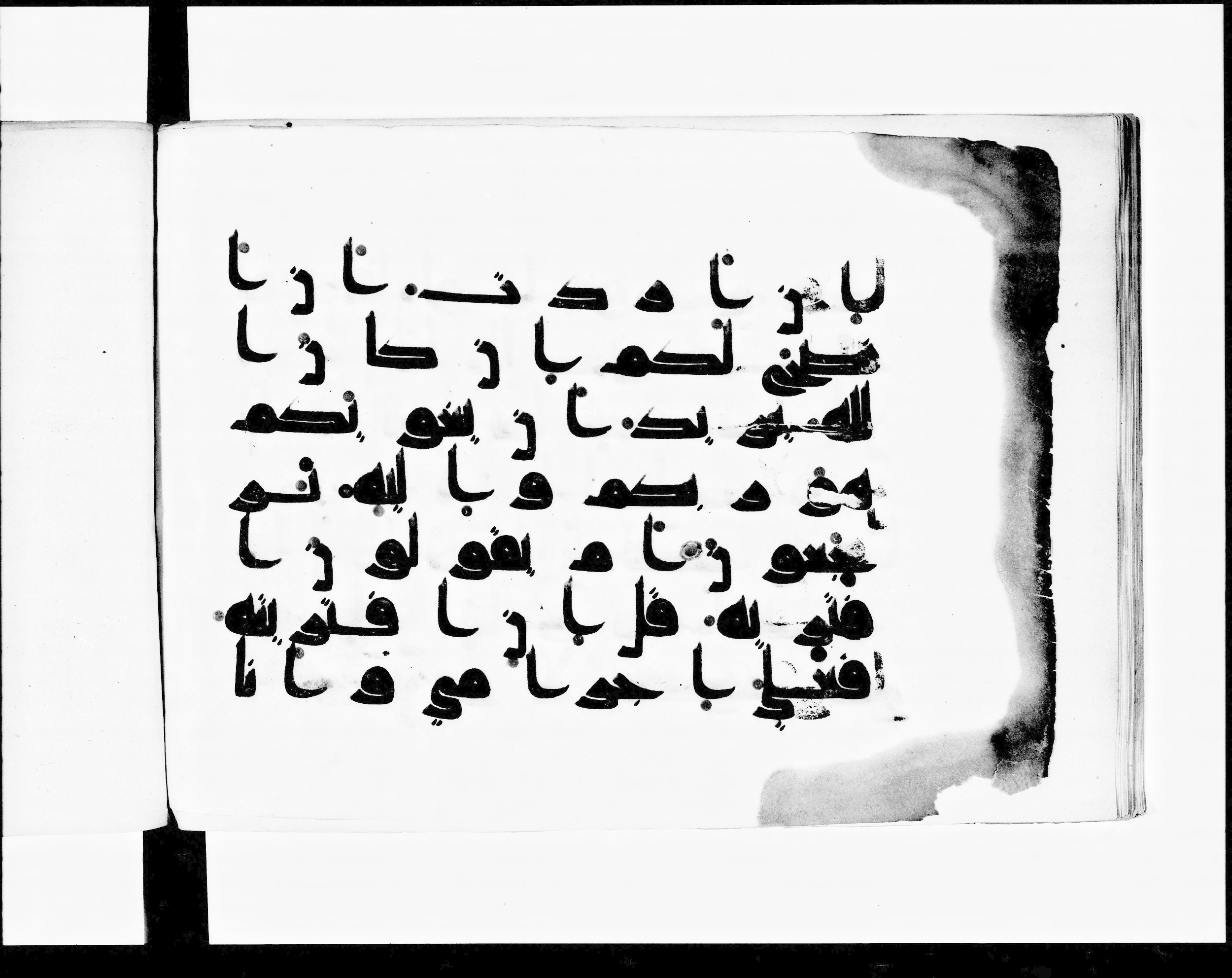 Paris, Bibliothèque nationale de France, Arabe 348 (d) (Scan 1), in kūfī D.I script, showing Surah 11:35 from 8th to 9th Century AD found in Fustat (Old Cairo), Egypt, currently housed at Bibliothèque nationale de France, Paris
