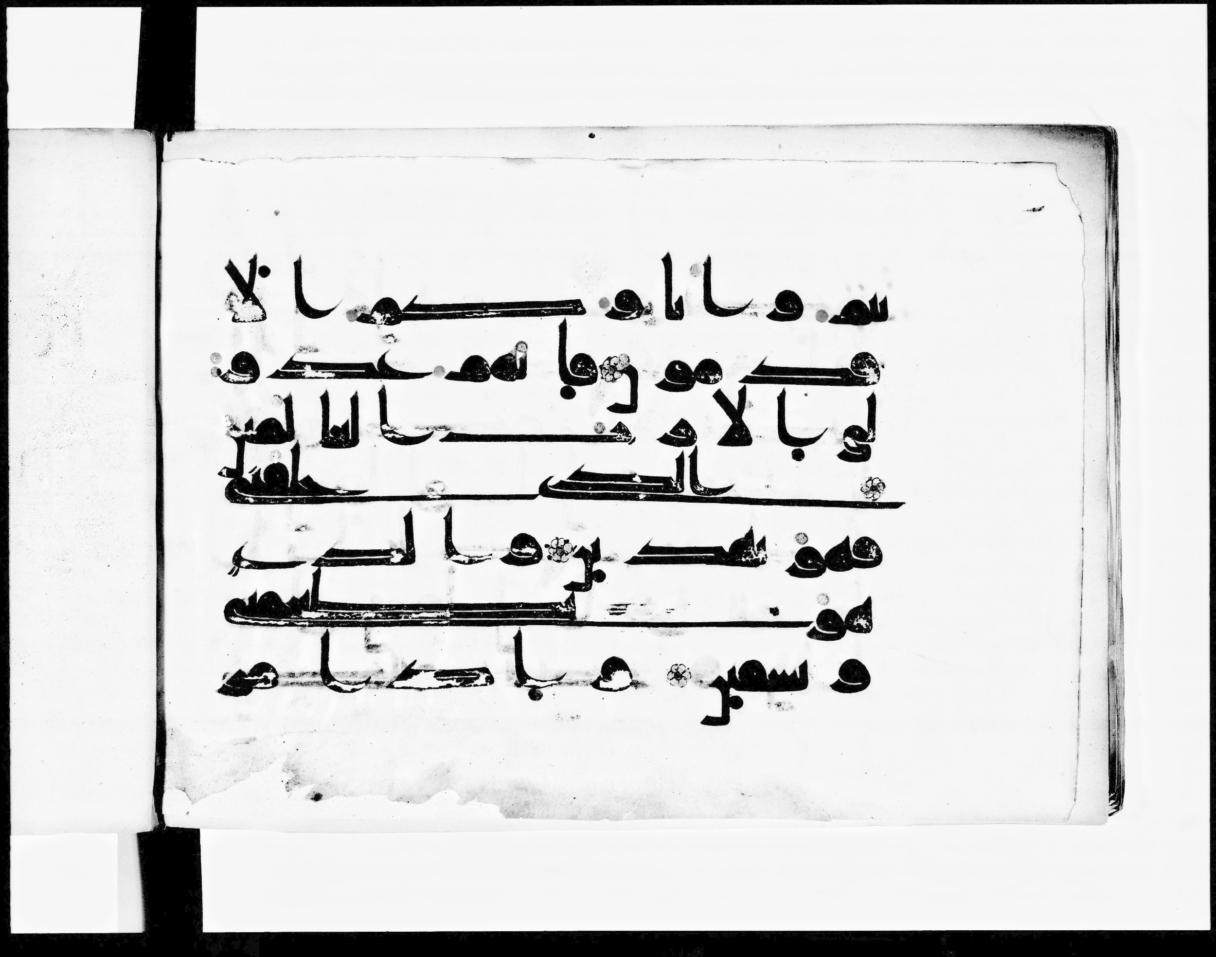 Paris, Bibliothèque nationale de France, Arabe 348 (e) (Scan 2), in Kufic D.I script, showing Surah 26:76 from 8th to 9th Century AD found in Fustat (Old Cairo), Egypt, currently housed at Bibliothèque nationale de France, Paris