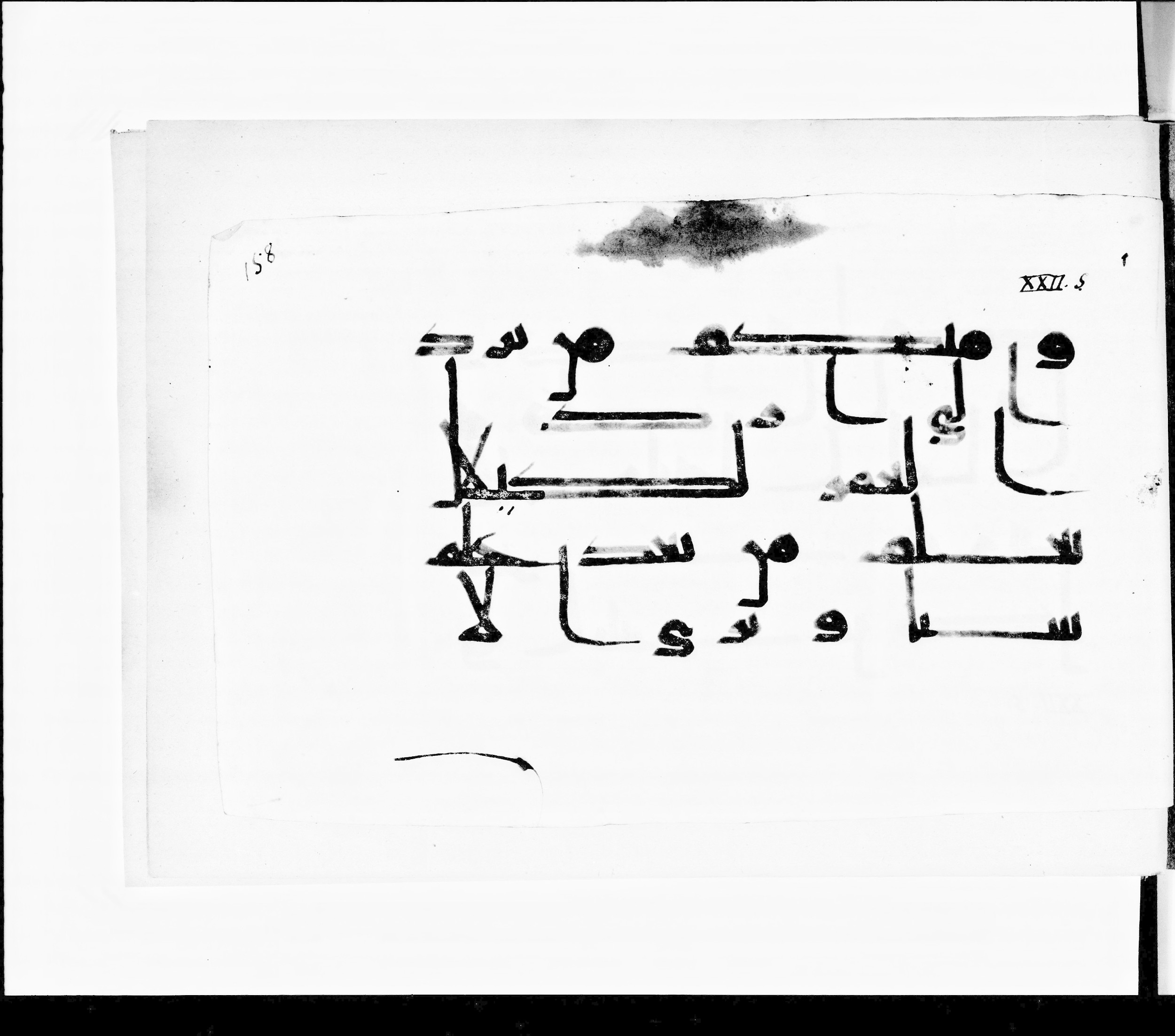 Paris, Bibliothèque nationale de France, Arabe 348 (i) (Scan 1), in Kufic D.I and Kufic D.III script, showing Surah 22:5 from Mid 8th to Late 10th Century AD found in Fustat (Old Cairo), Egypt, currently housed at Bibliothèque nationale de France, Paris