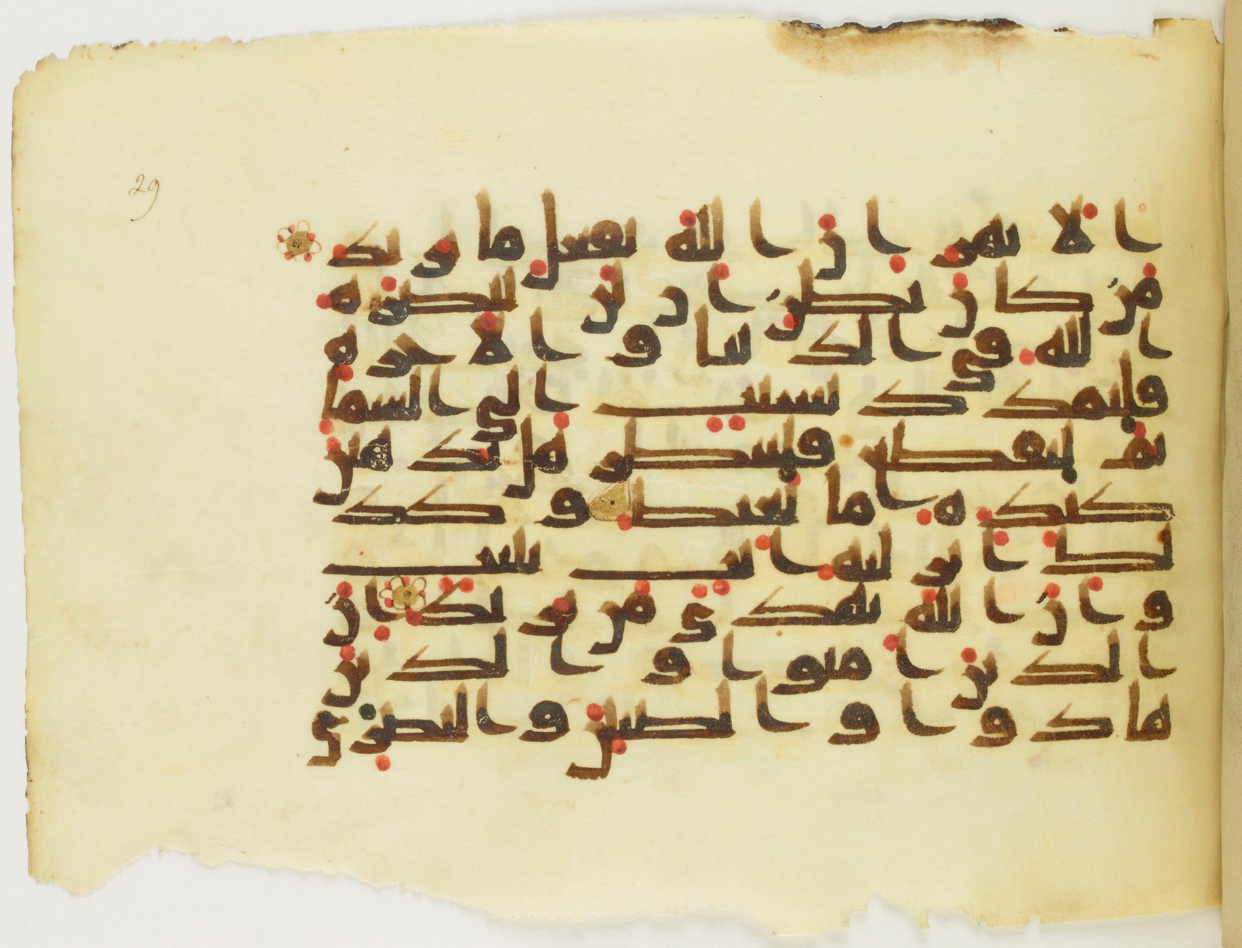 Paris, Bibliothèque nationale de France, Arabe 353 (c), in Kufic (Group D) script, showing Surah 22:15 from Mid 8th to Late 10th Century AD found in Fustat (Old Cairo), Egypt, currently housed at Bibliothèque nationale de France, Paris