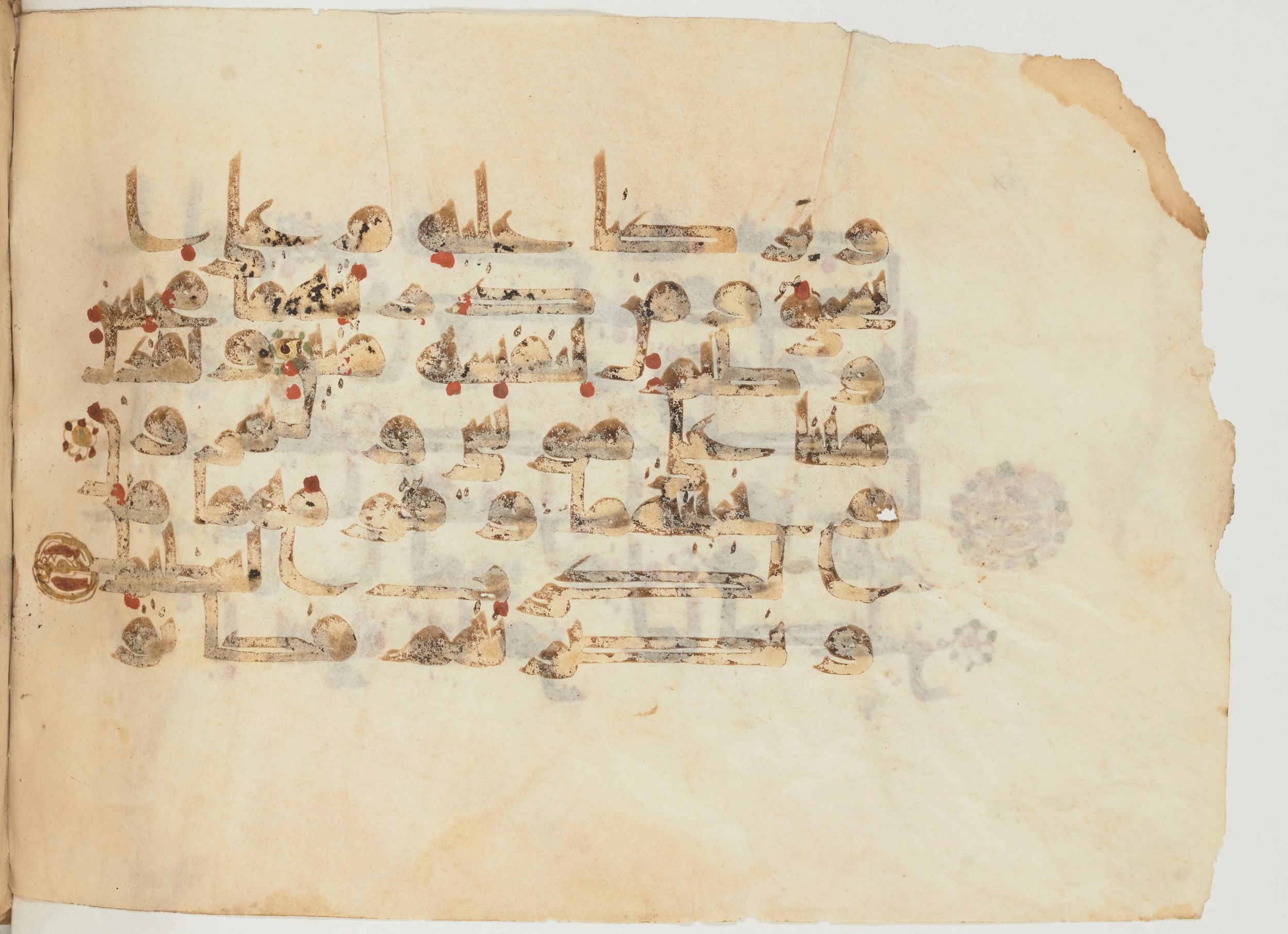 Paris, Bibliothèque nationale de France, Arabe 355 (a), in D I / D III script, showing Surah 37:113 from Mid-8th to 10th Century AD found in Fustat (Old Cairo), Egypt, currently housed at Bibliothèque nationale de France, Paris