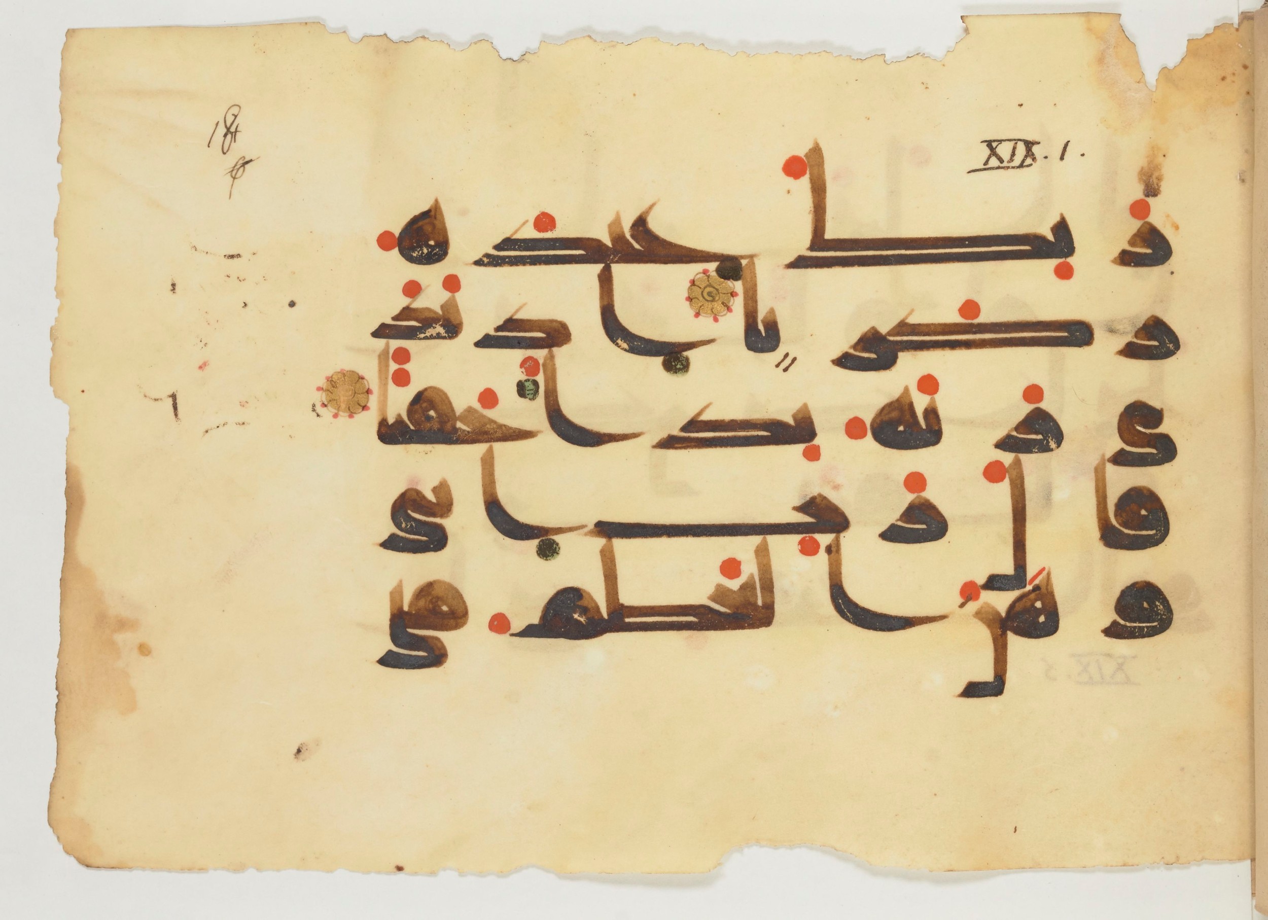 Paris, Bibliothèque nationale de France, Arabe 356 (a) (Scan 2), in kūfī D.III script, showing Surah 19:2 from Mid 8th to Late 10th Century AD found in al-Fusṭāṭ (Fustat), Egypt, currently housed at Bibliothèque nationale de France, Paris