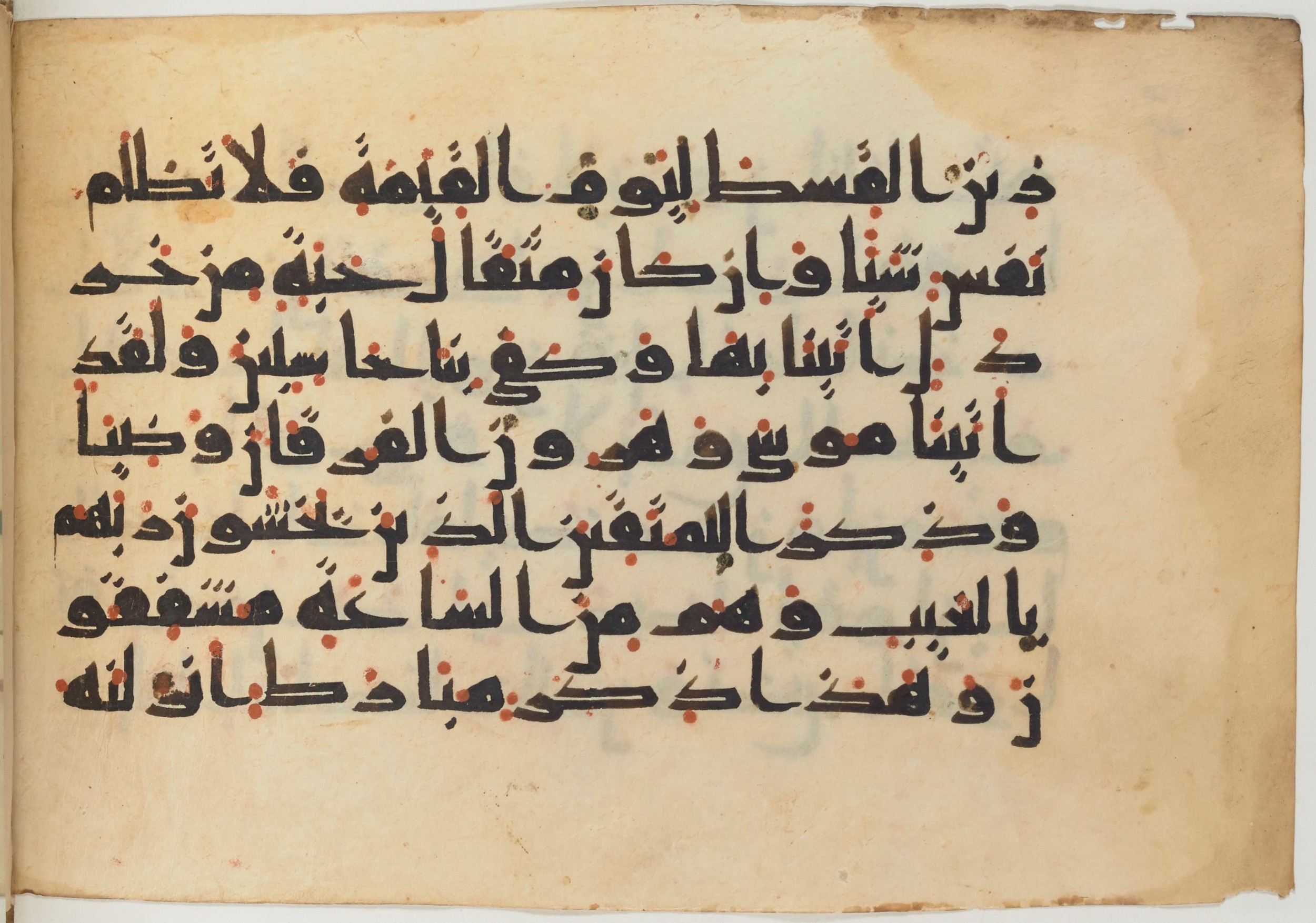 Paris, Bibliothèque nationale de France, Arabe 361 (f), in kūfī D.Va script, showing Surah 21:49 from Mid 8th to Late 10th Century AD found in al-Fusṭāṭ (Old Cairo), Egypt, currently housed at Bibliothèque nationale de France, Paris