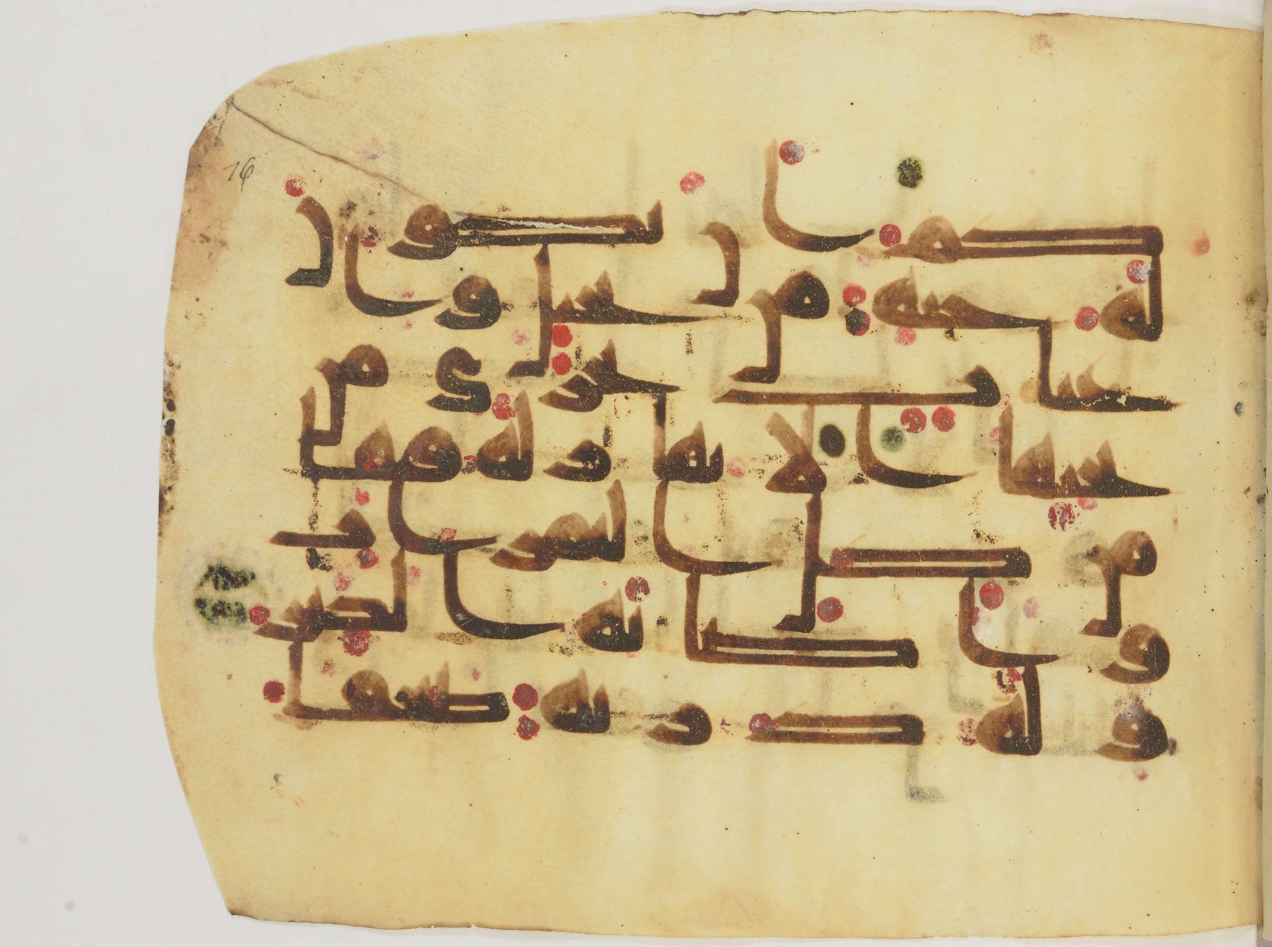 Bibliothèque nationale de France, Arabe 362 (a) (Scan 2), in Early Kufic (Déroche D III) script, showing Surah 2:266 from Mid 8th to Late 10th Century AD found in Unknown, currently housed at Bibliothèque nationale de France, Paris