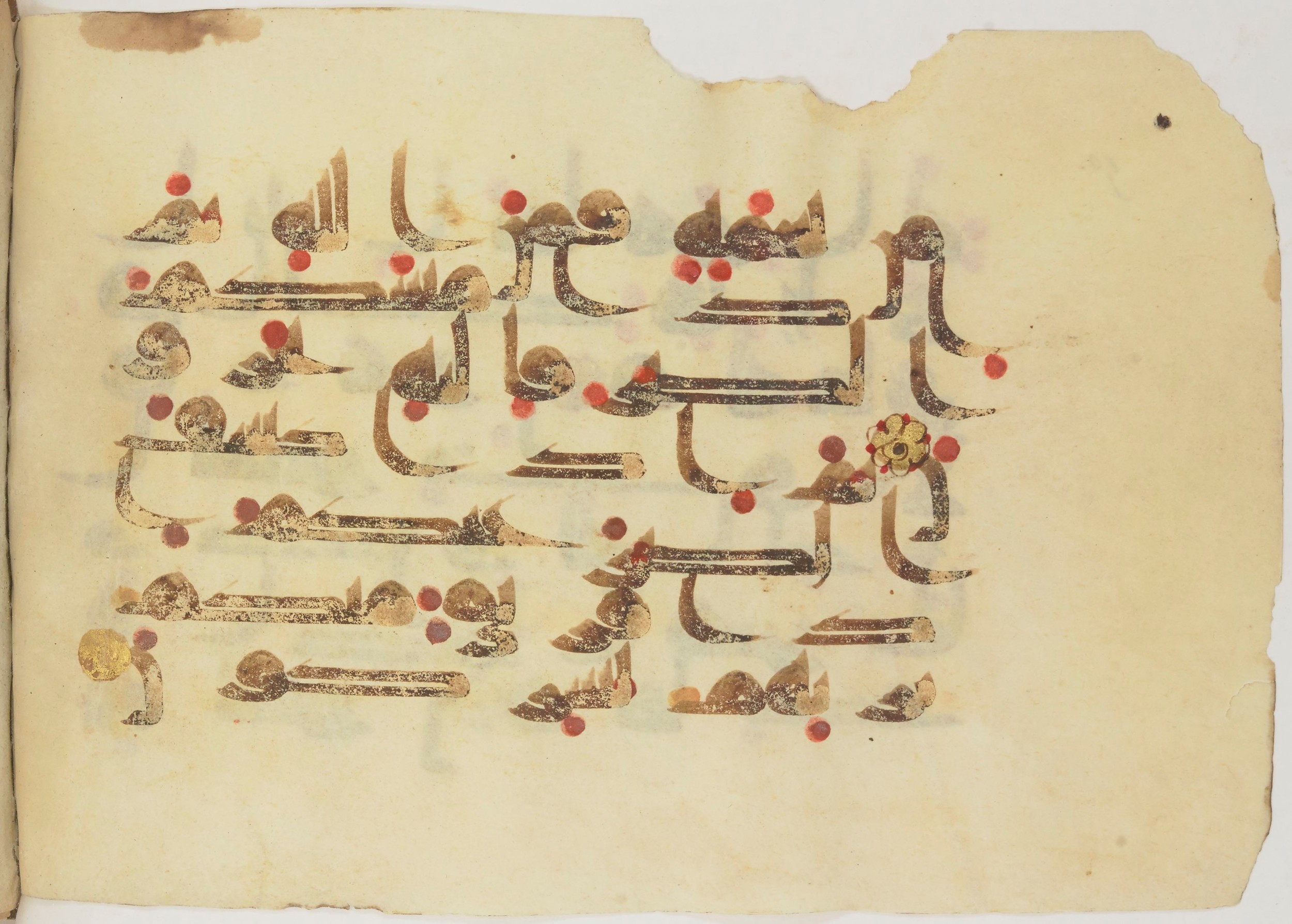 Bibliothèque nationale de France, Arabe 362 (a) (Scan 2), in Early Kufic (Déroche D III) script, showing Surah 16:53 from Mid 8th to Late 10th Century AD found in Unknown, currently housed at Bibliothèque nationale de France, Paris