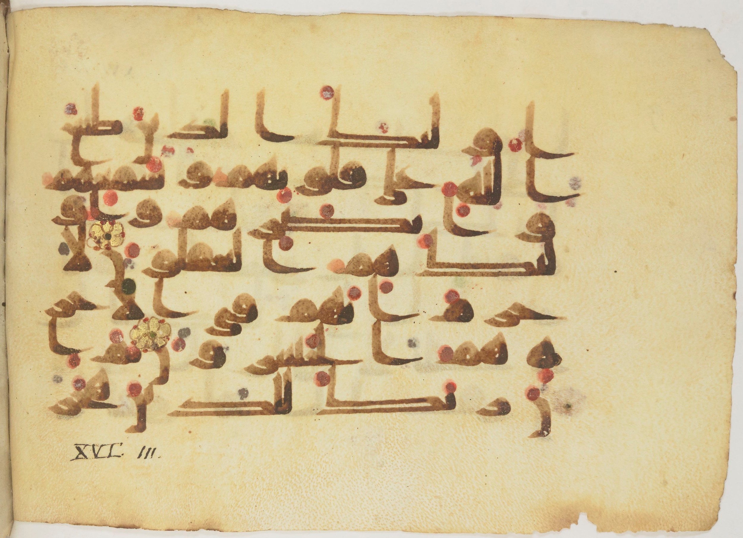 Bibliothèque nationale de France, Arabe 362 (a) (Scan 1), in Early Kufic (Déroche D III) script, showing Surah 16:110 from Mid 8th to Late 10th Century AD found in Unknown, currently housed at Bibliothèque nationale de France, Paris