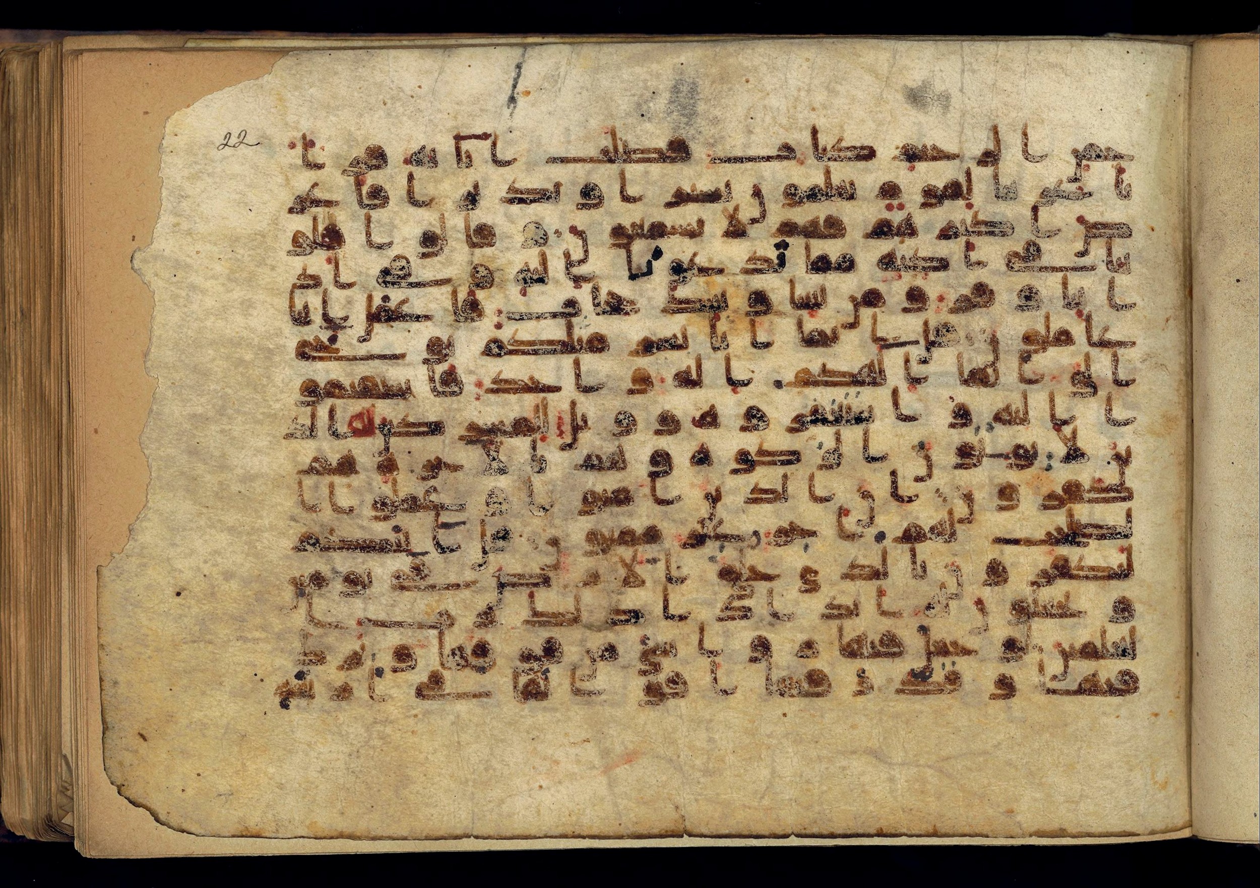 Paris, Bibliothèque nationale de France, Arabe 370 (c) (Scan 2), in Kufic D.I script, showing Surah 41:2 from Mid 8th to Late 10th Century AD found in al-Fusṭāṭ (Old Cairo), Egypt, currently housed at Bibliothèque nationale de France, Paris