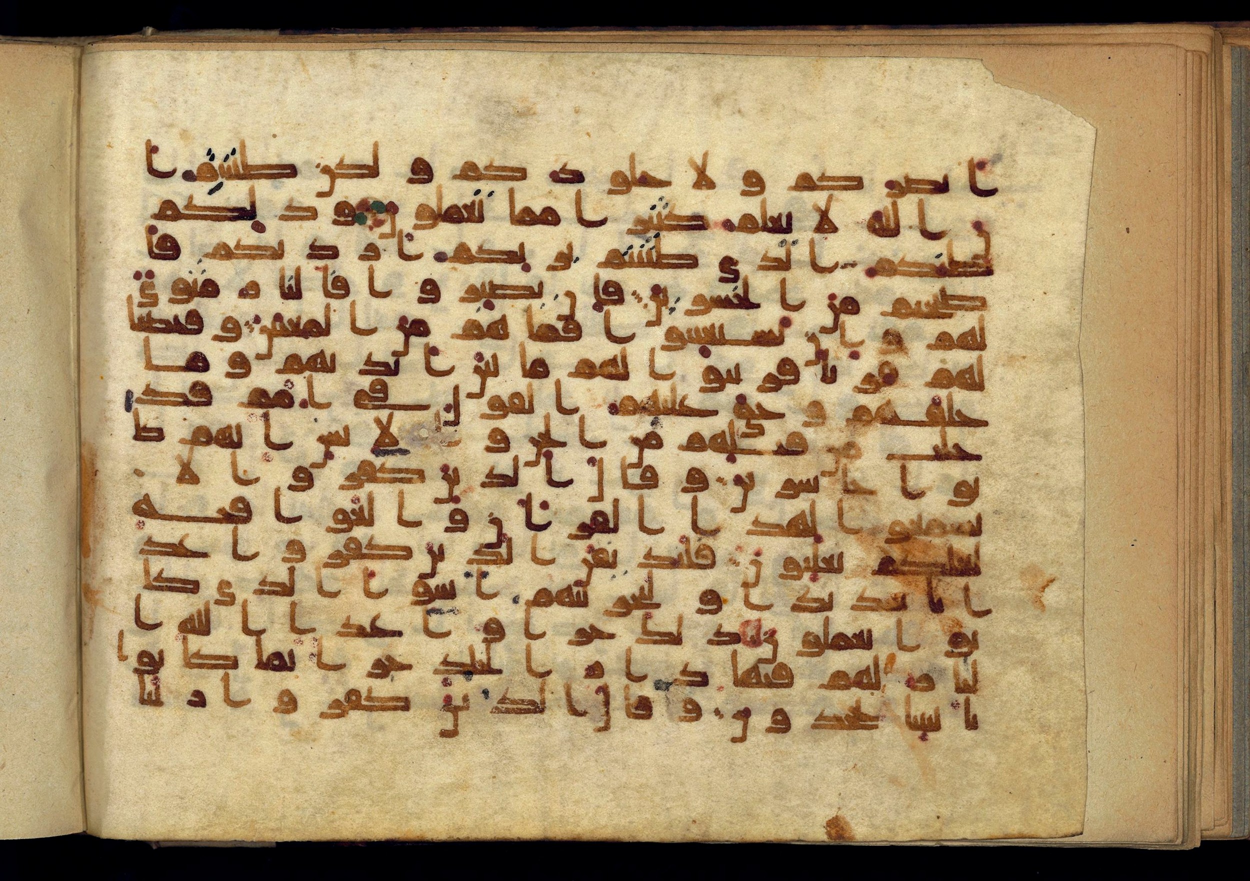 Paris, Bibliothèque nationale de France, Arabe 370 (c), in Kufic D.I script, showing Surah 41:28 from Mid 8th to Late 10th Century AD found in al-Fusṭāṭ (Old Cairo), Egypt, currently housed at Bibliothèque nationale de France, Paris