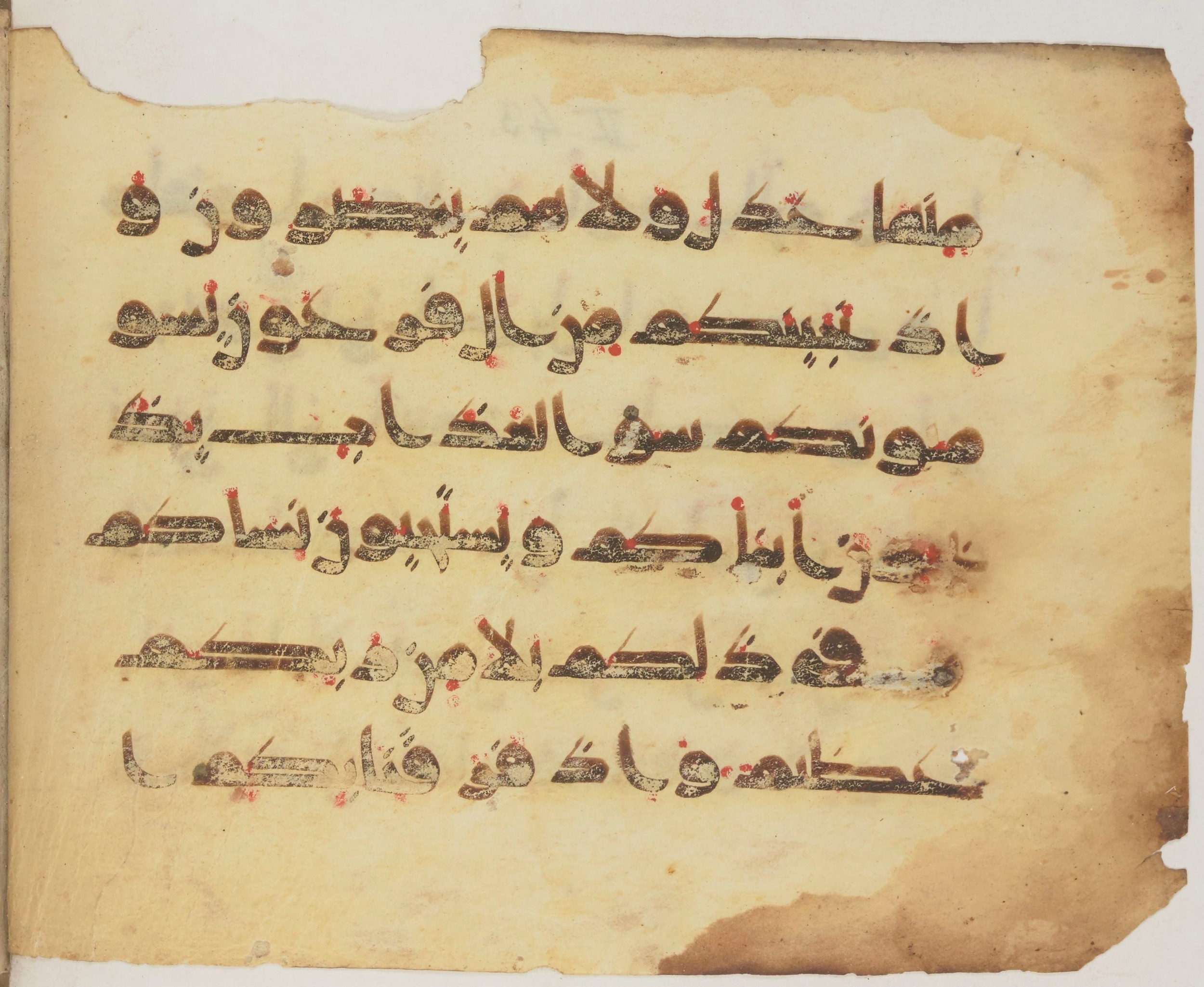 Paris, Bibliothèque nationale de France, Arabe 372, in kūfī (type D) script, showing Surah 2:49 from 9th Century AD found in Fustat (Old Cairo), Egypt, currently housed at Bibliothèque nationale de France, Paris