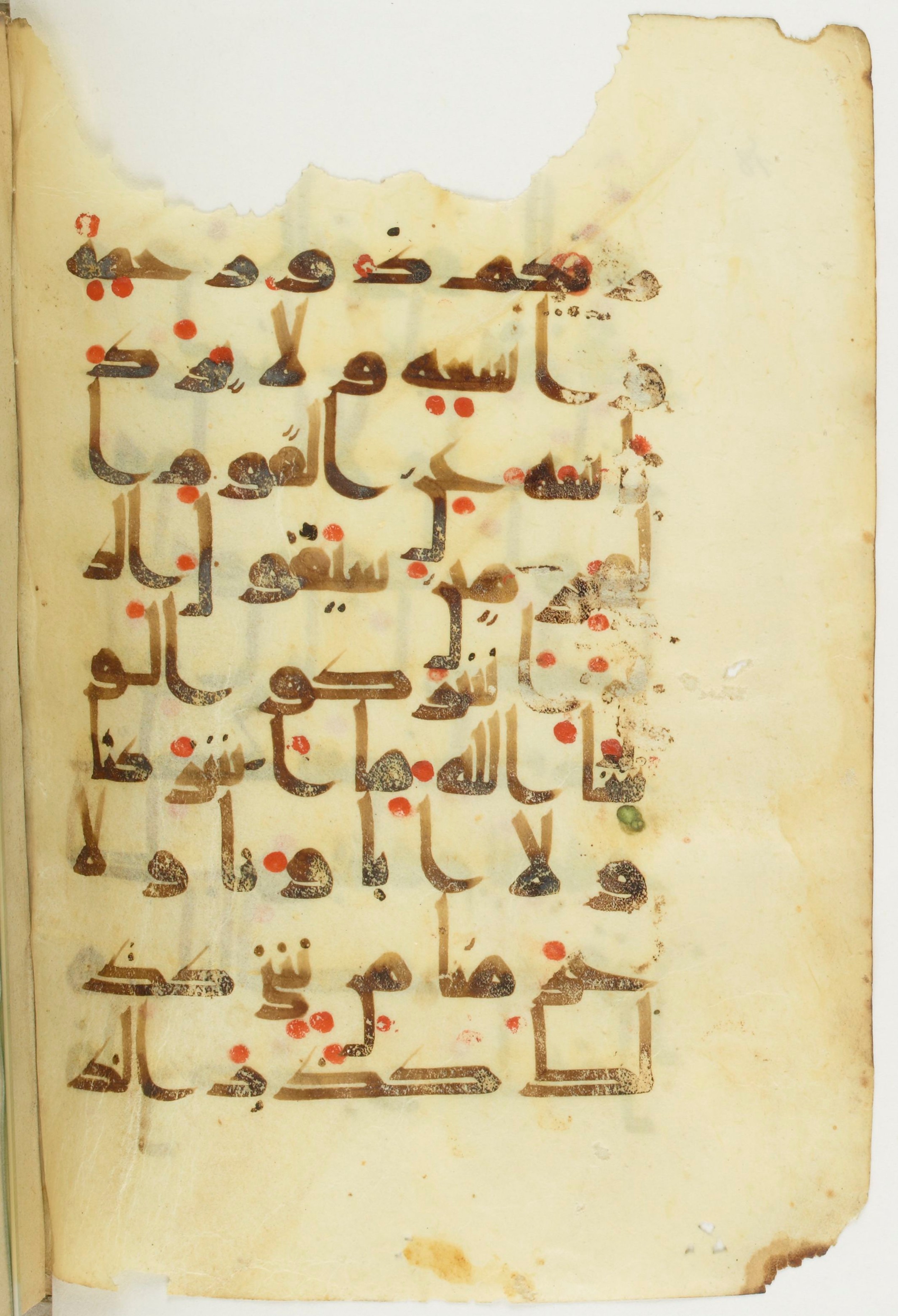 Paris, Bibliothèque nationale de France, Arabe 373 (c) (Scan 2), in Kufic D.Vb script, showing Surah 6:147 from 9th to 10th Century AD found in Fustat (Old Cairo), Egypt, currently housed at Bibliothèque nationale de France, Paris