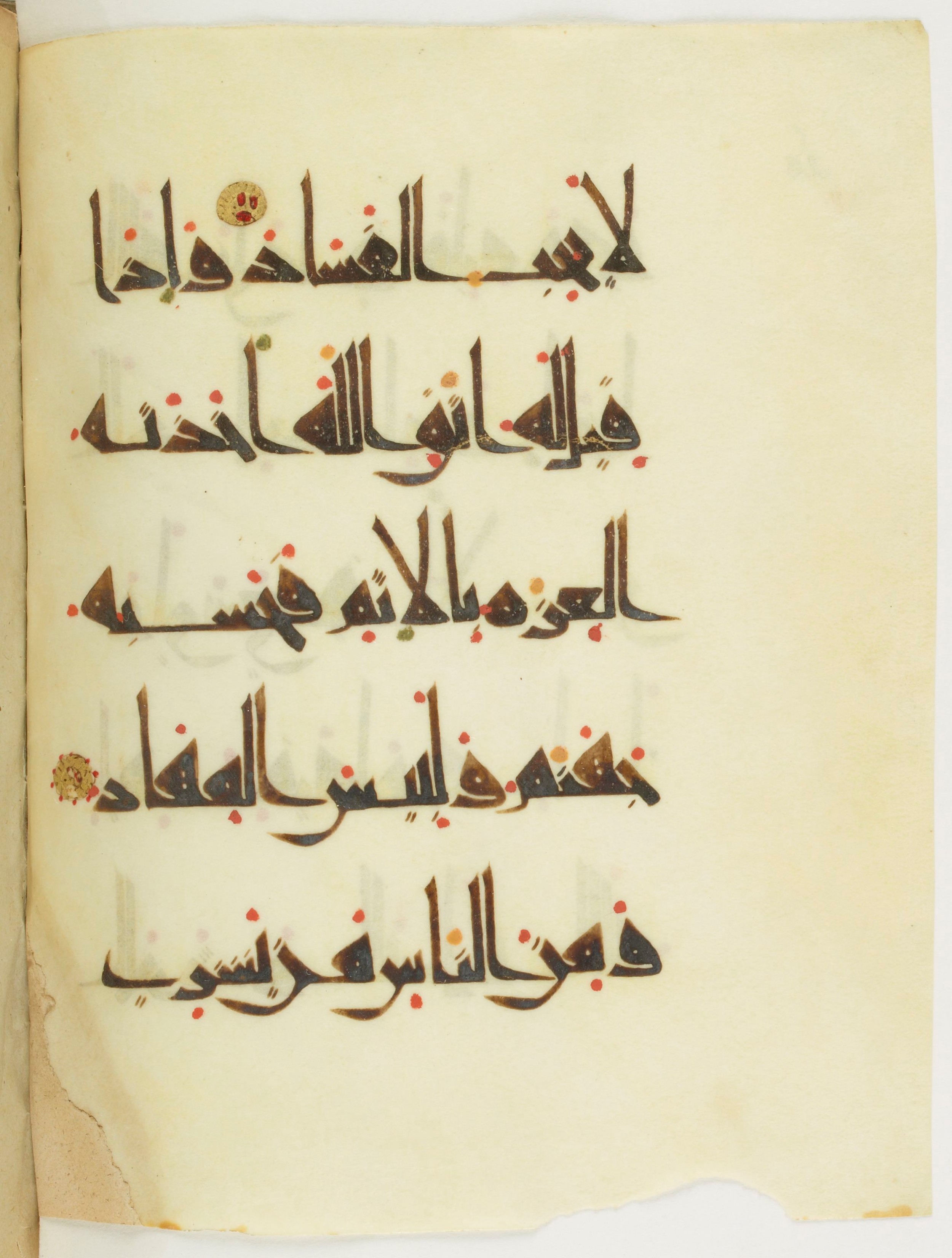 Paris, Bibliothèque nationale de France, Arabe 377 (b) (Scan 2), in New Style I script, showing Surah 2:205 from Mid 9th to Late 10th Century AD found in al-Fustat (Old Cairo), Egypt, currently housed at Bibliothèque nationale de France, Paris