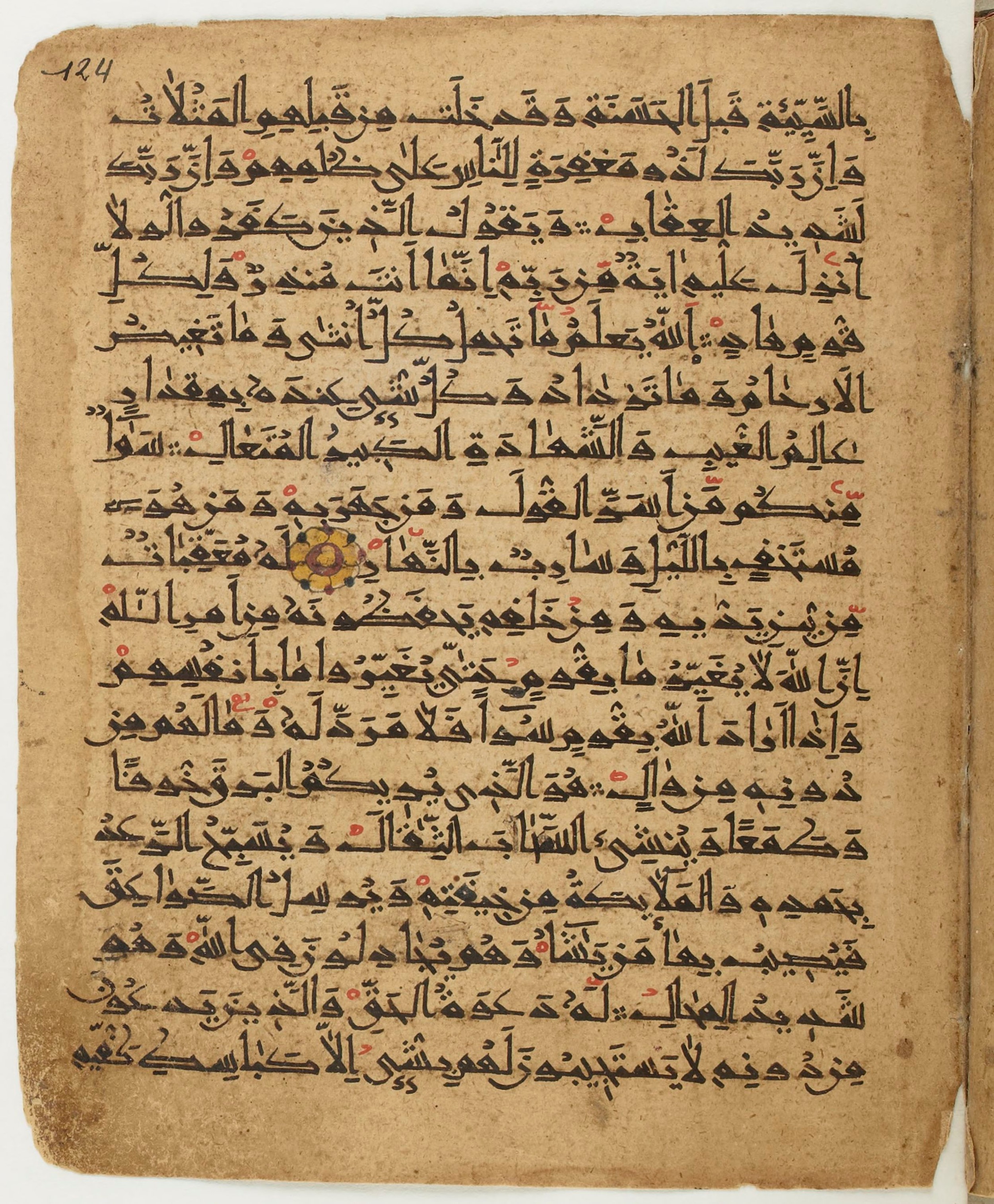 BNF Arabe 6430, in Naskh (NS 1) script, showing Surah 13:13 from 10th Century AD found in Unknown, currently housed at Bibliothèque nationale de France, Paris