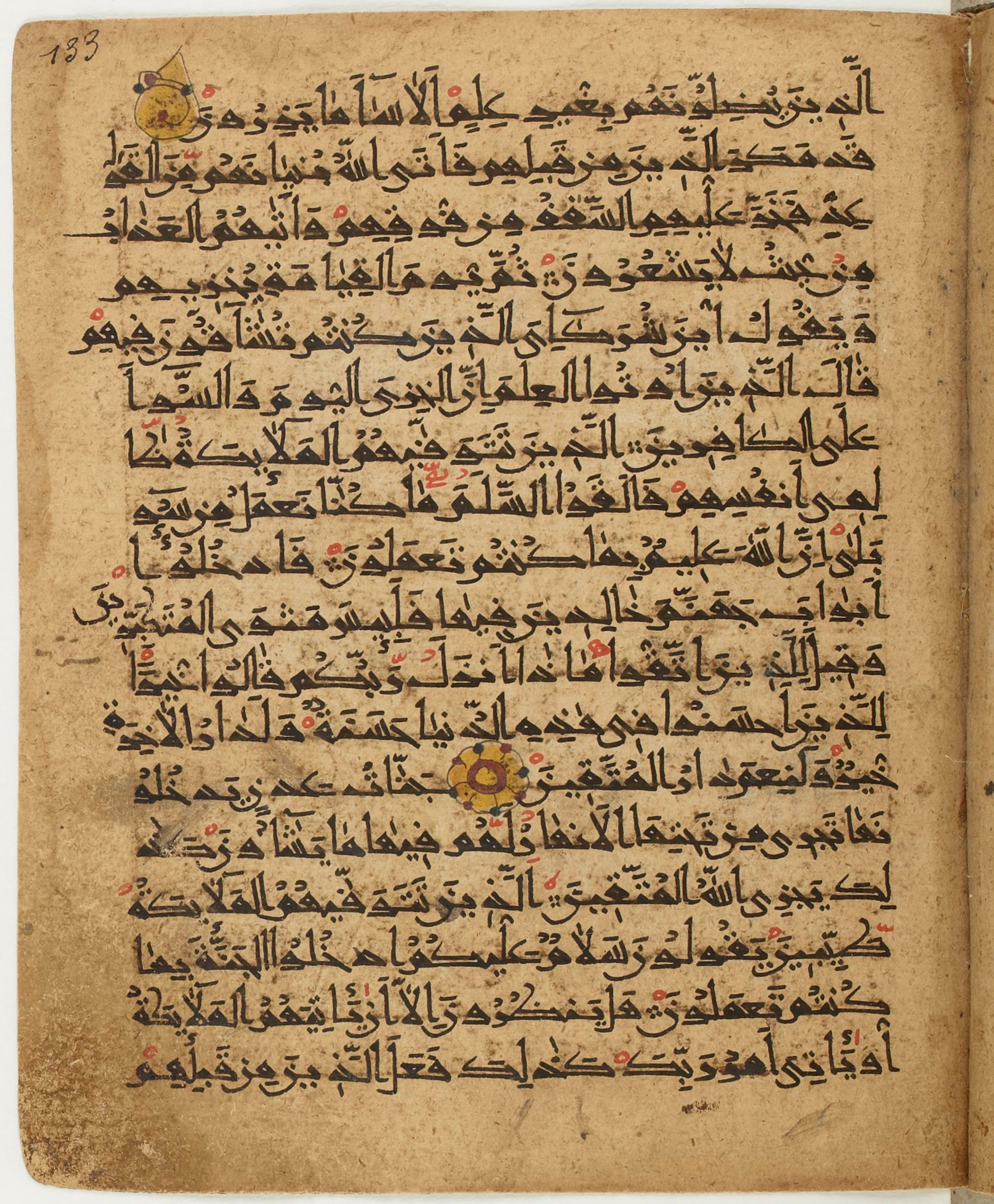 BNF Arabe 6430 (Scan 1), in Naskh (NS 1) script, showing Surah 16:33 from 10th Century AD found in Unknown, currently housed at Bibliothèque nationale de France, Paris