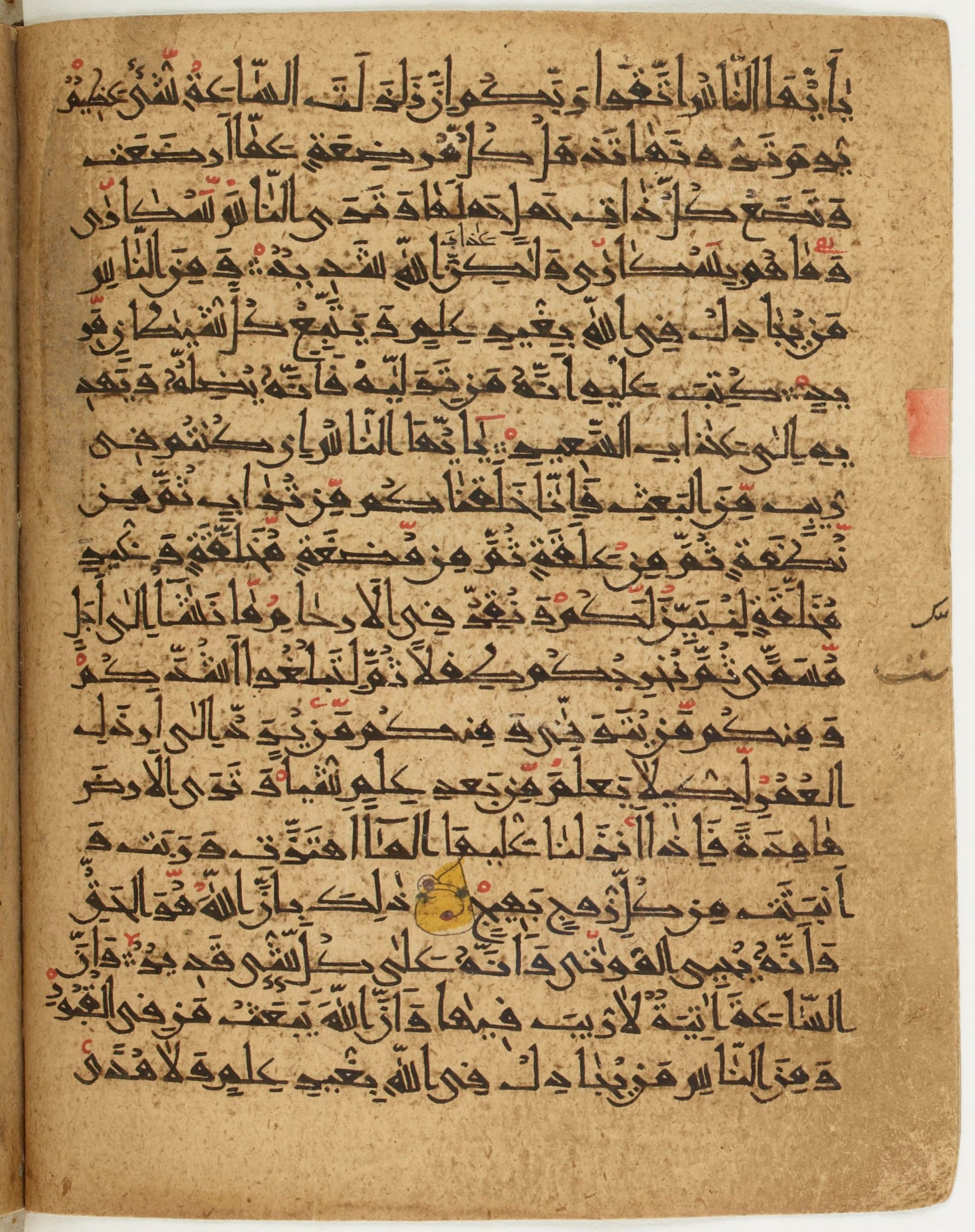 BNF Arabe 6430, in Naskh (NS 1) script, showing Surah 22:2 from 10th Century AD found in Unknown, currently housed at Bibliothèque nationale de France, Paris