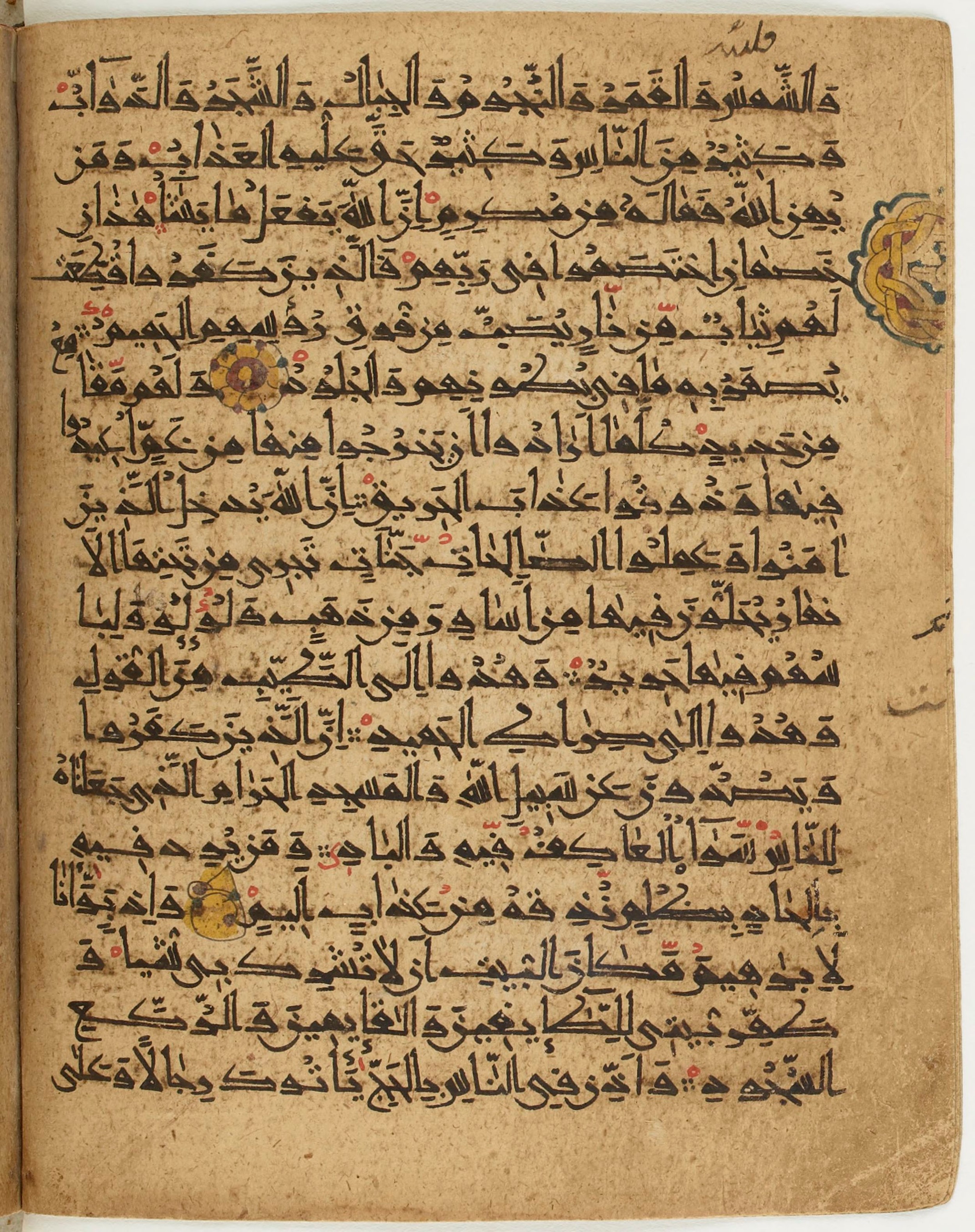 BNF Arabe 6430, in Naskh (NS 1) script, showing Surah 22:21 from 10th Century AD found in Unknown, currently housed at Bibliothèque nationale de France, Paris