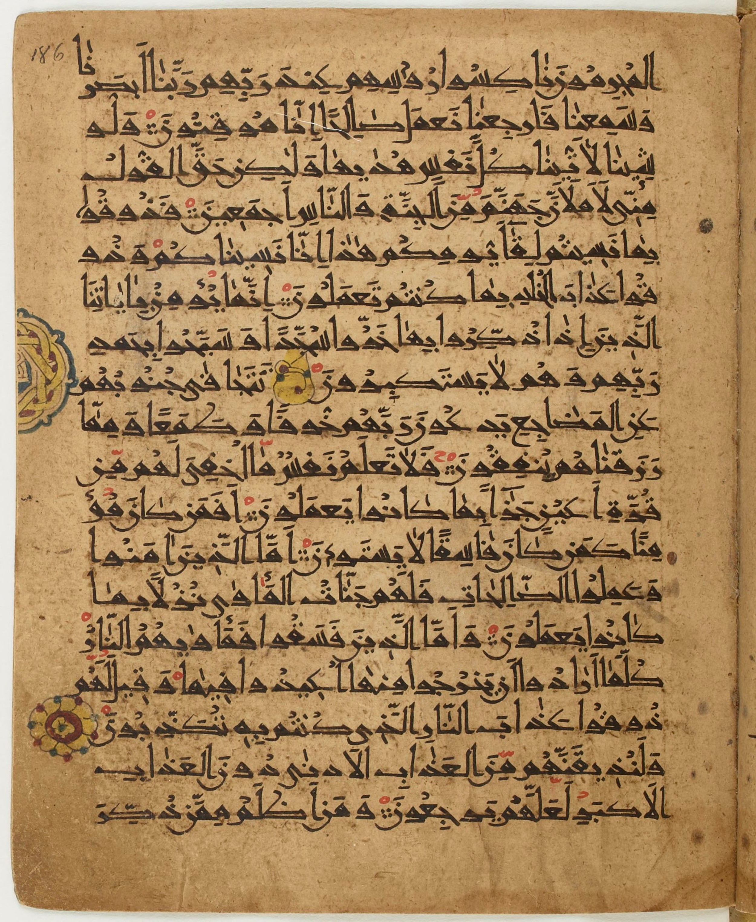 BNF Arabe 6430, in Naskh (NS 1) script, showing Surah 32:18 from 10th Century AD found in Unknown, currently housed at Bibliothèque nationale de France, Paris